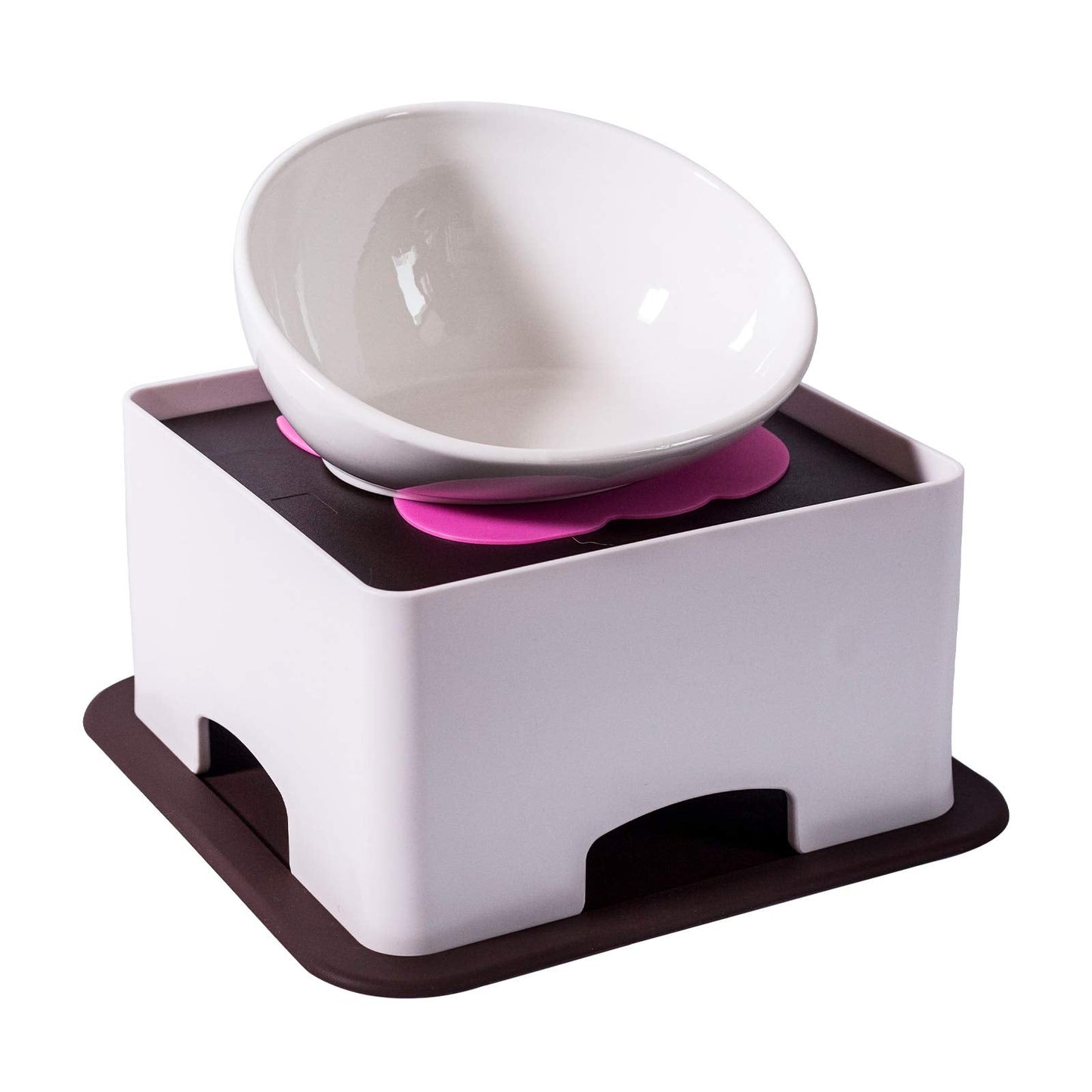 WZ PET Raised Ceramic Dog Feeding Bowl,Adjustable Elevated Dog Bowls Set Anti-Slip,Standing Pet Feeding Dish for Small Medium Dogs and Cats,White
