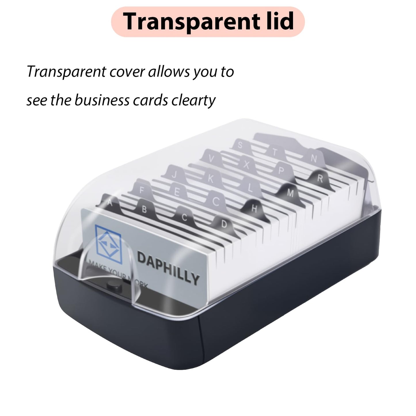 Daphilly Business Card Holder for Desk, Business Card Holder Organizer, Credit Card Organizer Case File Index Card Box Storage,with A-Z Tabs, Storage up to 350 Cards