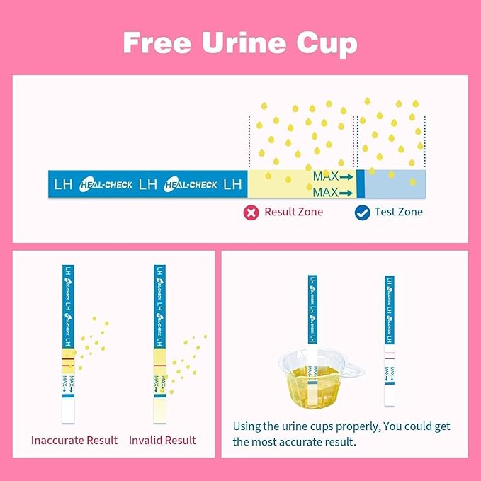 40 Pack Ovulation Tests with Cups, Bulk Ovulation Test Strips for Women, HEAL-CHECK Ovulation Predictor Kit, Accurate Fertility Tests for Home, Individually Wrapped 5mm LH Strips with Cups