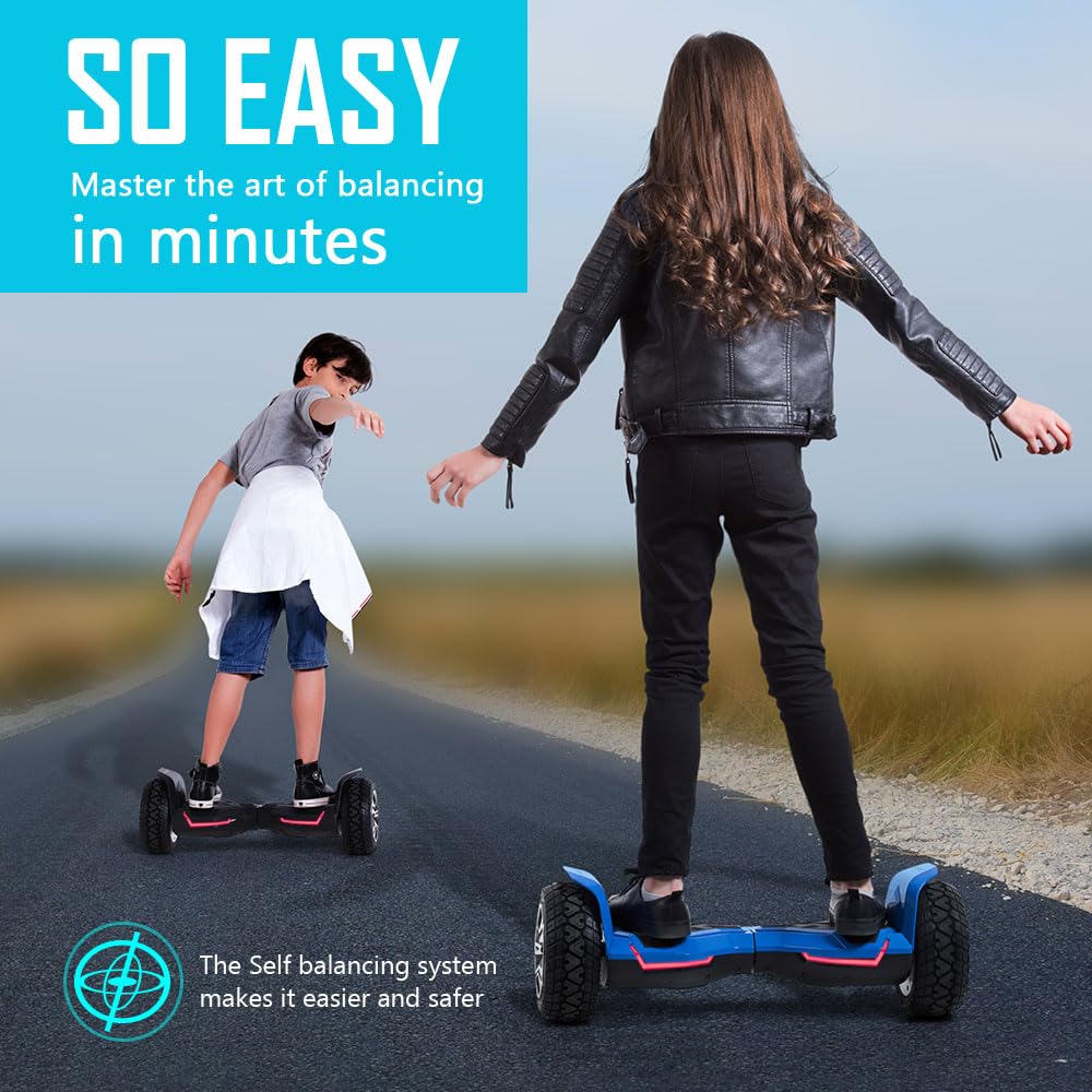 Gyroor Warrior 8.5 inch All Terrain Off Road Scooter with Bluetooth Speakers and LED Lights, Self Balancing Scooter for Kids ages 6-12 and Adults