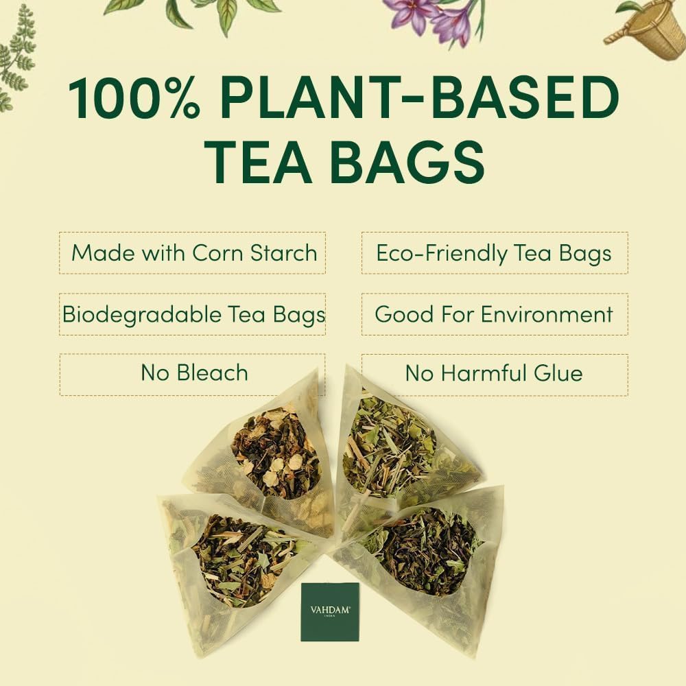 VAHDAM, Green Tea Variety Pack Sampler Assortment (36 Pyramid Tea Bags, 6 Flavor) | Non-GMO Project Verified Himalayan Green Tea with No Artificial Ingredients | Gifts for Women & Men