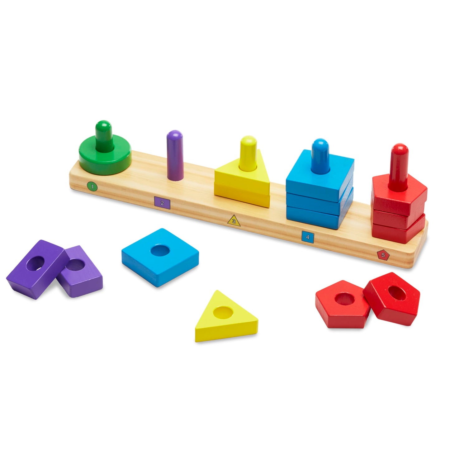 Melissa & Doug Stack and Sort Board - Wooden Educational Toy With 15 Solid Wood Pieces
