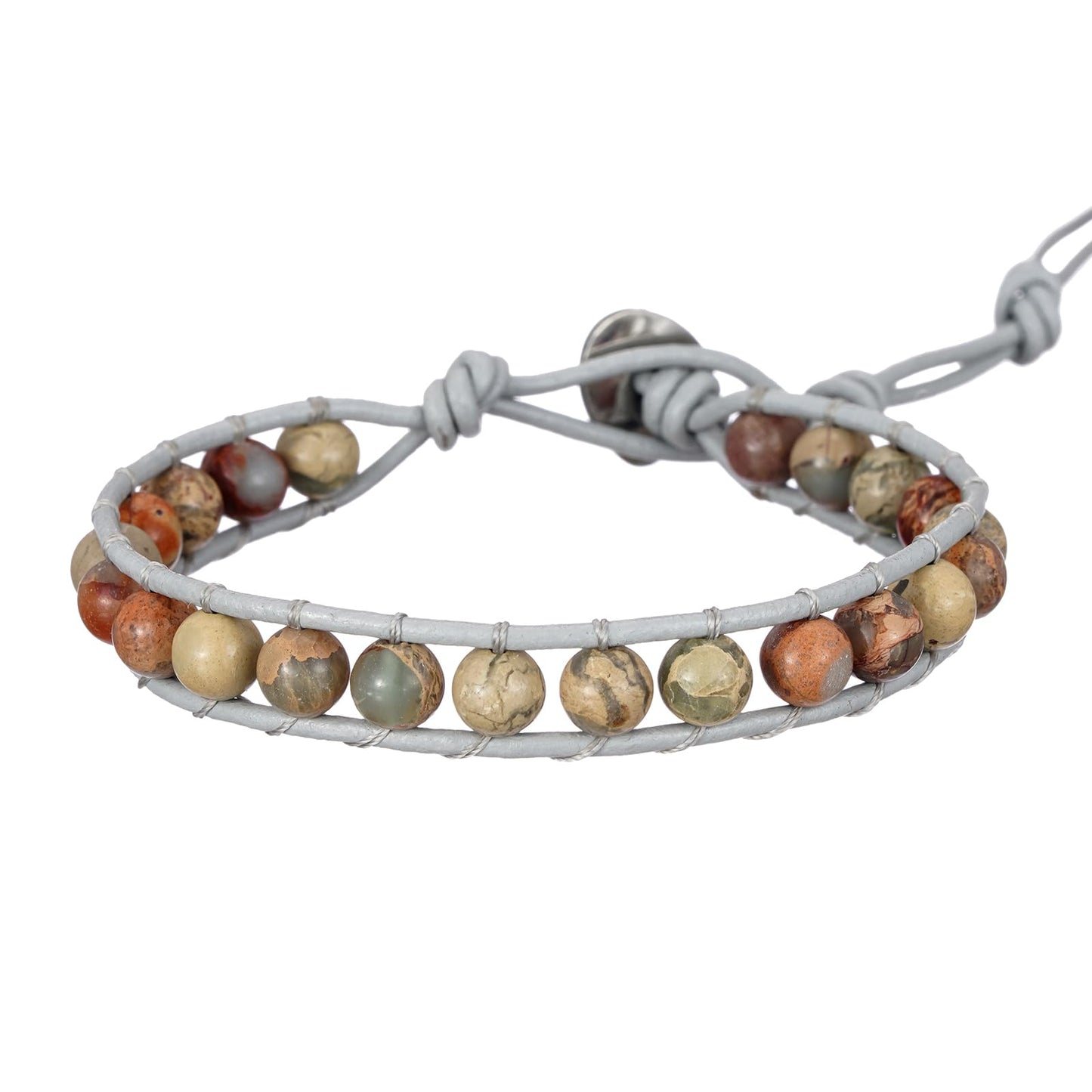Plumiss Women Natural Agalmatolite 6mm Healing Stone Bead Wrap Bracelets Jewelry Gift