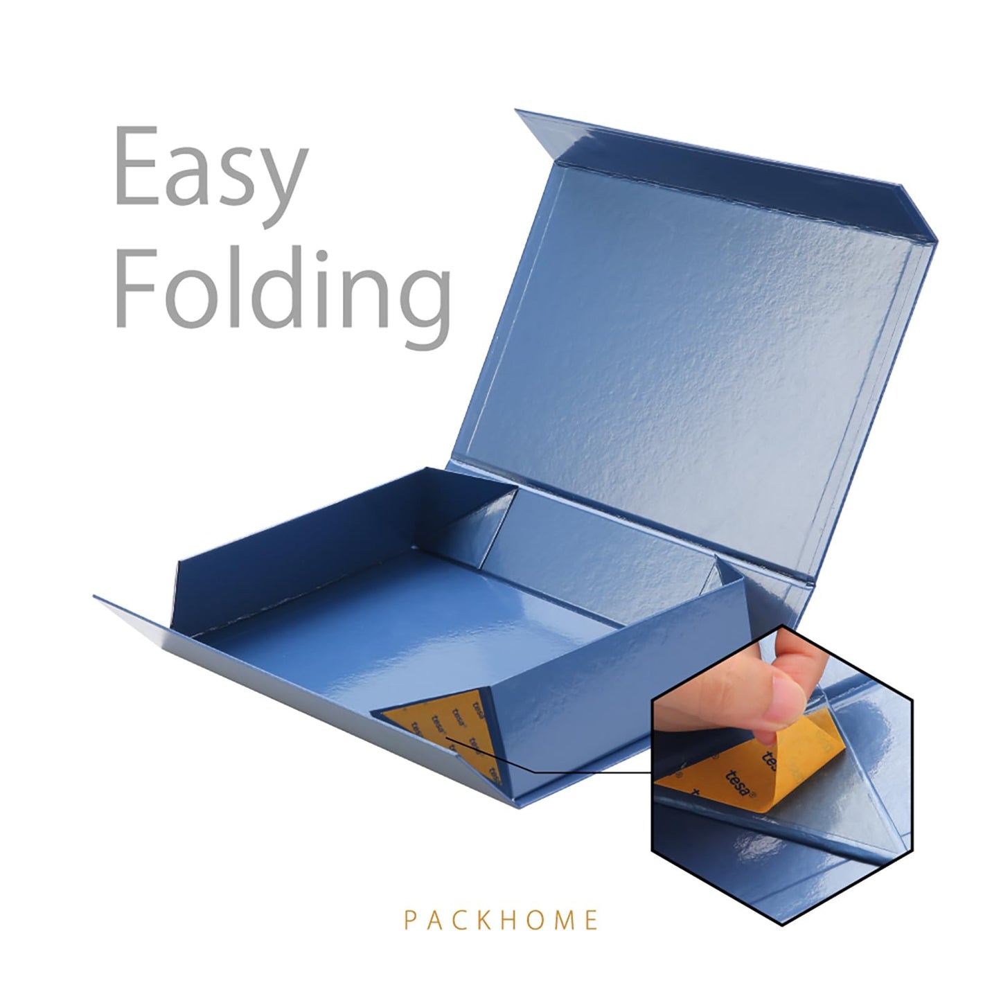 PACKHOME Gift Box 11.5x8x2.5 Inches, Sturdy Shirt Box with Magnetic Lid for Multiple Occasions (Glossy Blue)