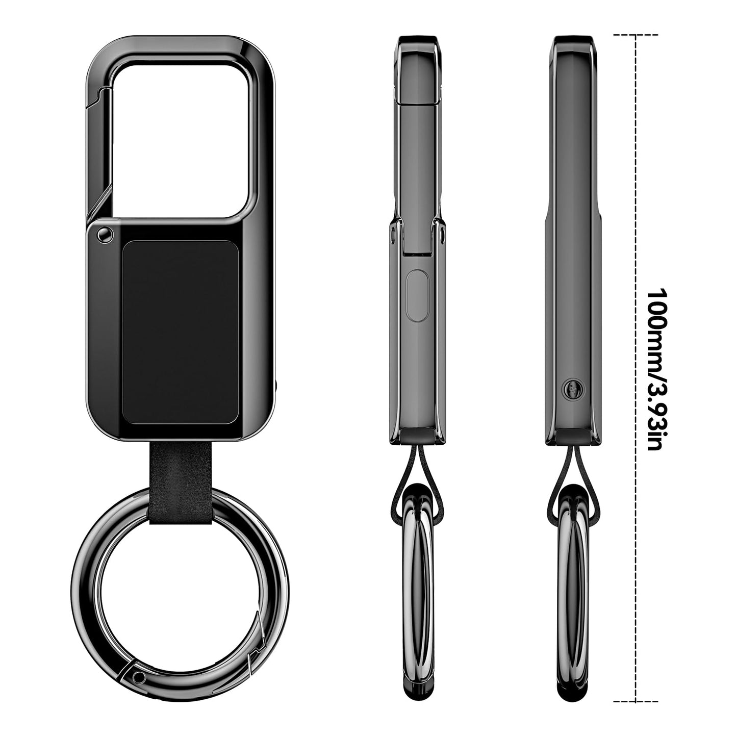 Anit Lost Key Chain, Key Finder Works with Apple Find My, Zinc Alloy Waterproof IP67 120dB Loud Key Tracker with Locator Sound, Heavy Duty Key Ring for Men, Replaceable Battery, Black