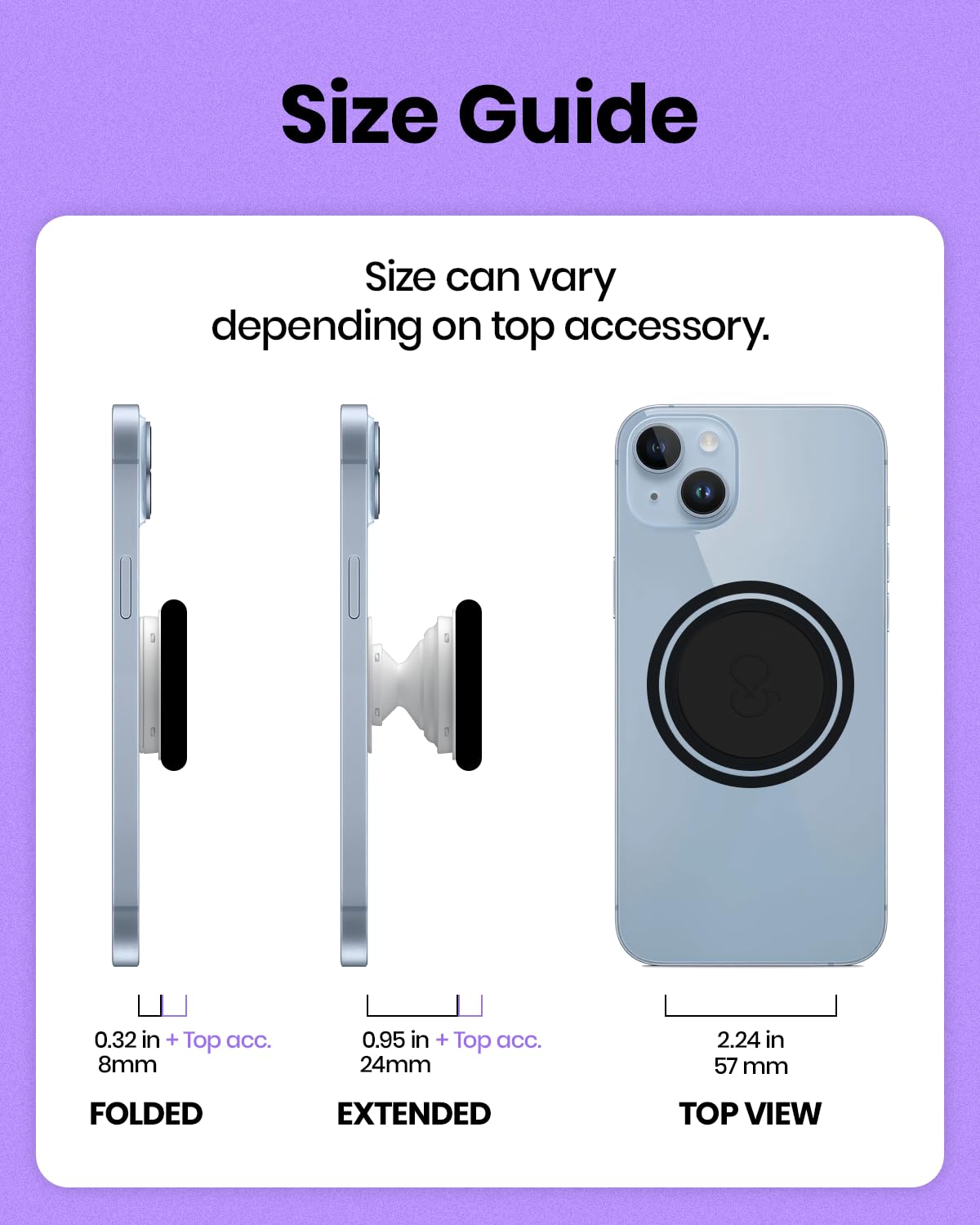 OnTheGrip Compatible with Magsafe Magnetic Cute Glass Heart Design Collapsible Mobile Phone Grip Stand Holder for Smartphone Tablet Cell Phone Accessory (Blue)