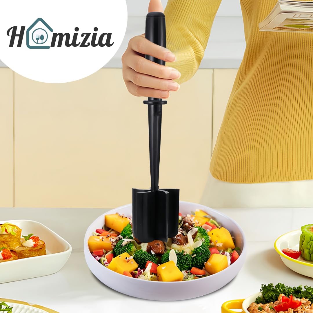 HOMIZIA Meat Chopper for Ground Beef – Heat Resistant Hamburger Smasher & Potato Masher – Premium Nylon Meat Grinder Tool for Easy Cooking, Taco, and Burger Prep