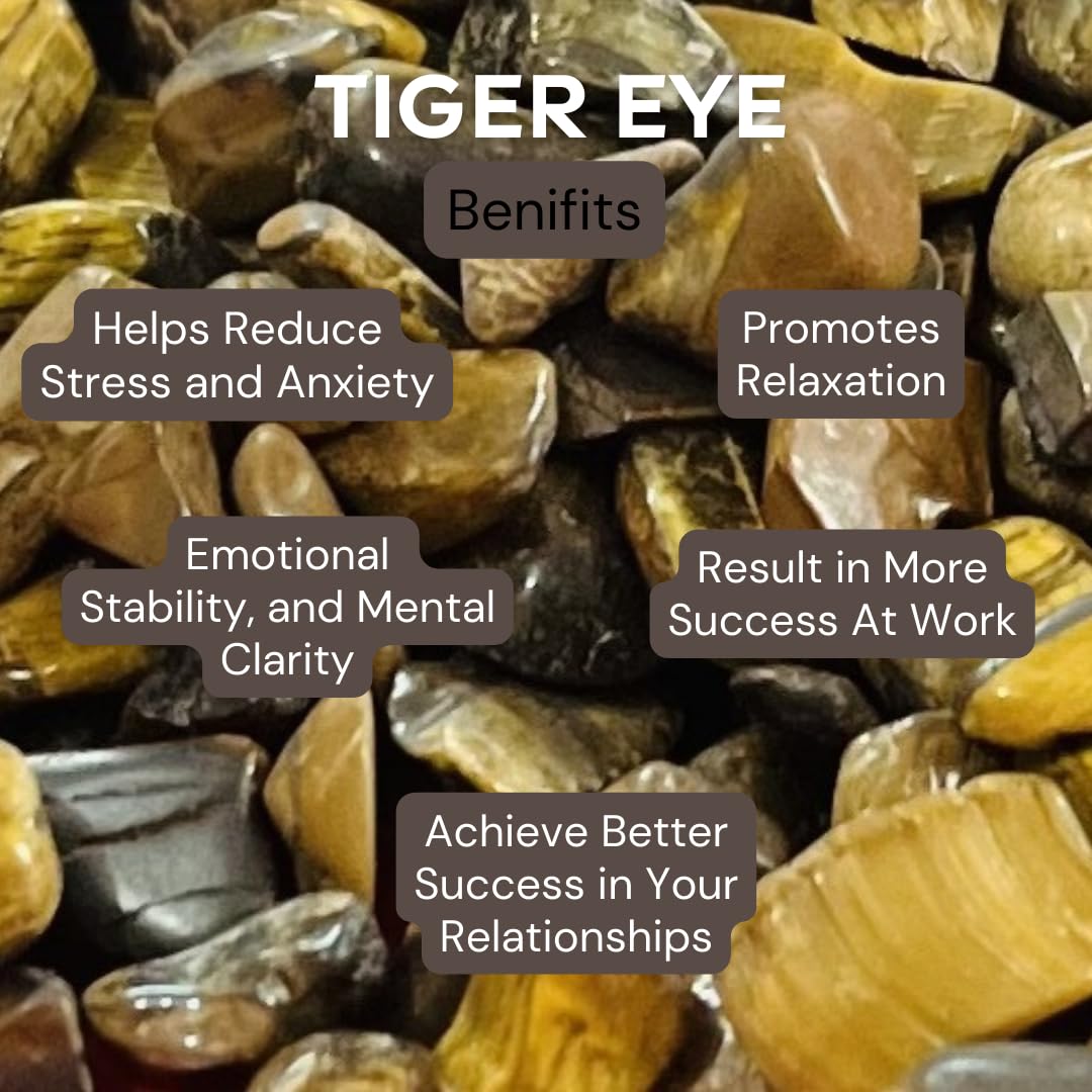 Indian Consigners Natural Crushed Polished Tumbled Gem Stone Chips, Decoration & Healing Crystals (Tiger Eye)