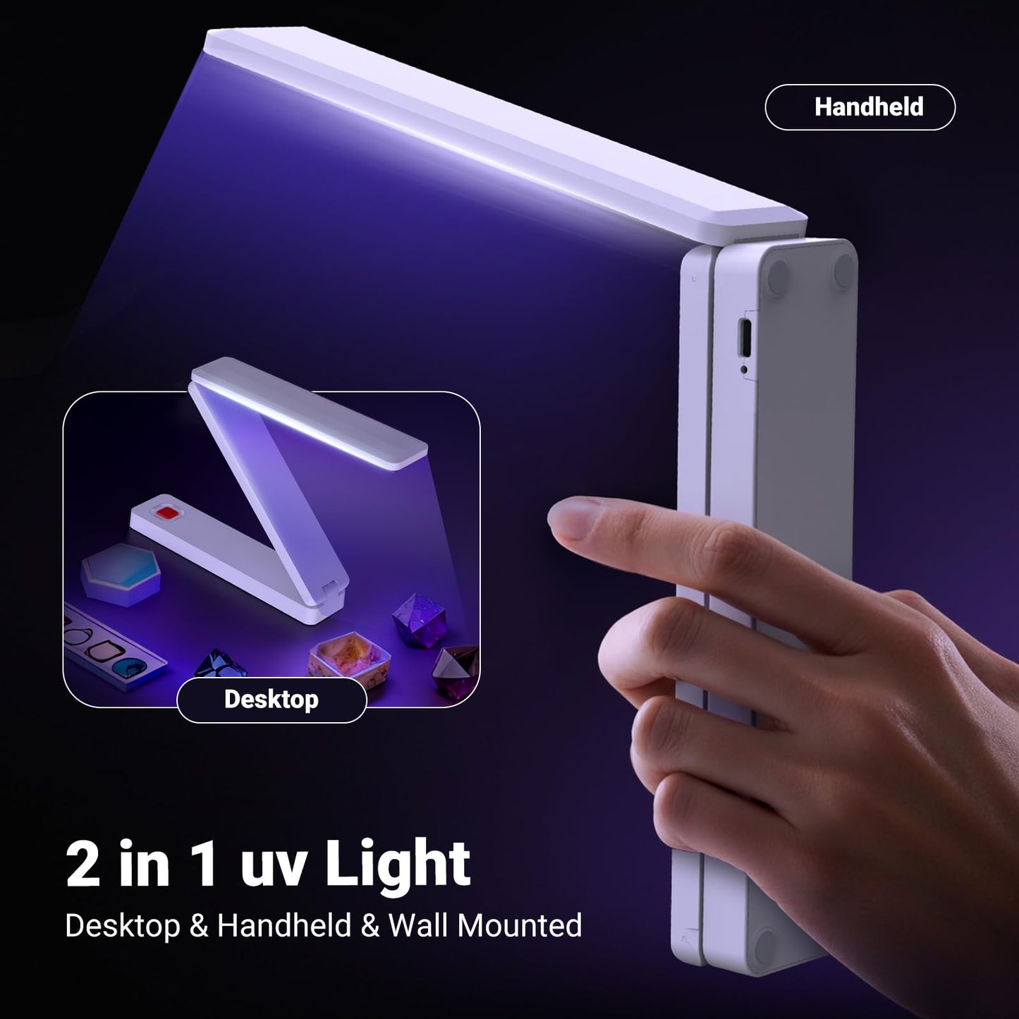 HOOTUU UV Resin Lamp, Foldable Rechargeable UV Light for Resin Curing, 40 LEDs High Power Resin Curing, Machine Portable UV Resin Light for Crafts, Small DIY Projects