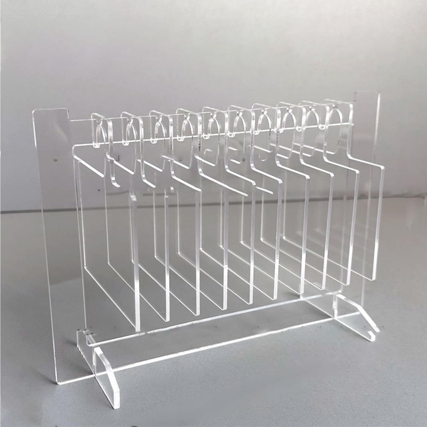 ZJchao Acrylic Nail Hanger Display Stand 10pcs Hangers Multi-Functional Desktop Organizer Portable Transparent Nail Sample Display Stand for Nail Technicians Large Size