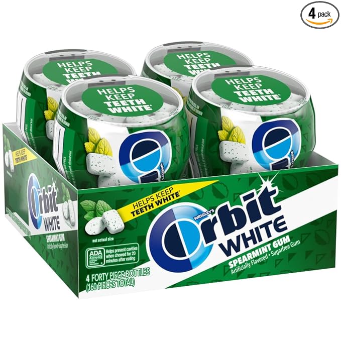ORBIT Gum Sugar-Free - ORBIT White Spearmint Chewing Gum, 40 Count (Pack of 4) Bulk Box