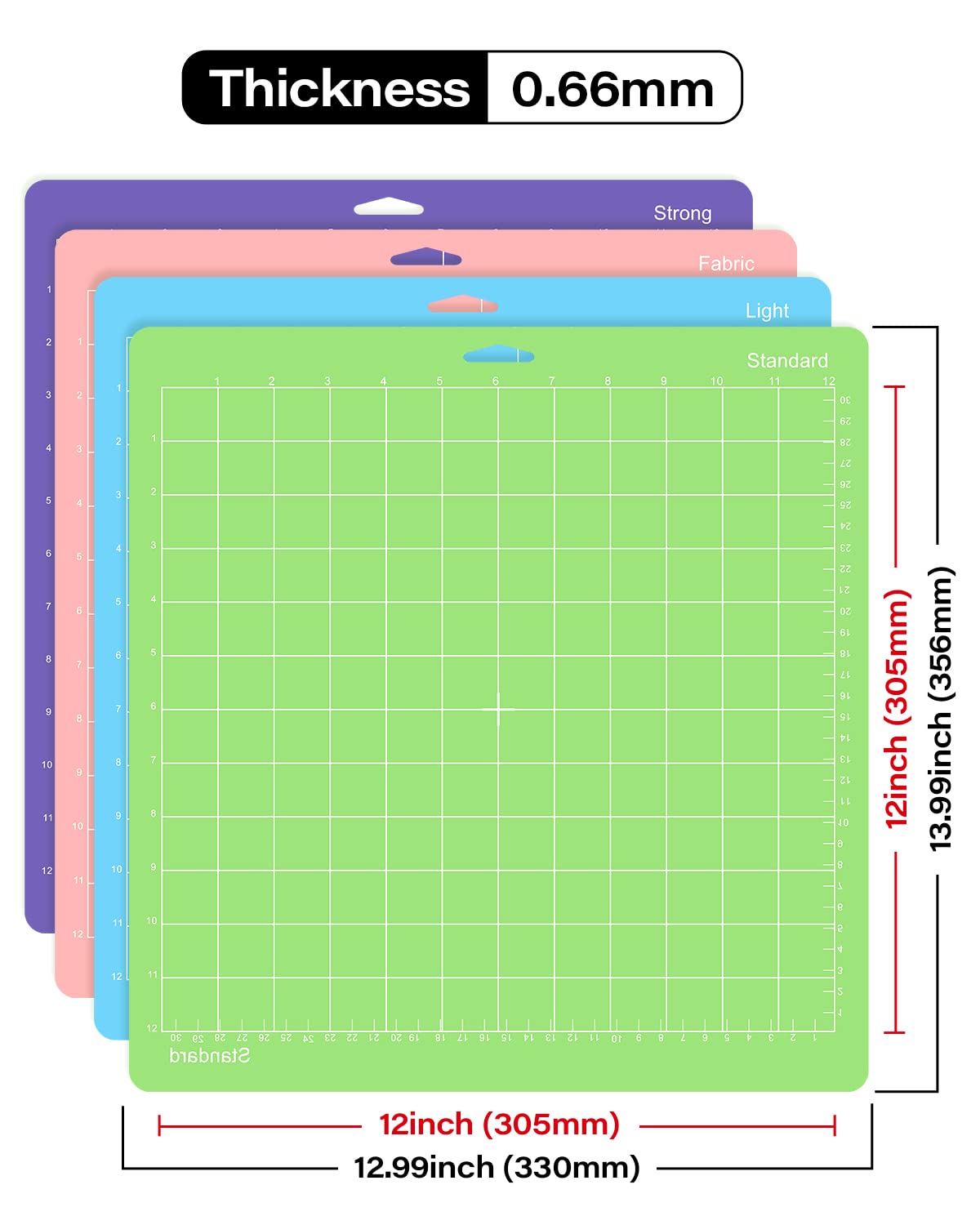Gwybkq Cutting Mat 12 Pack 12x12, Compatible With Cricut Maker 4/Explore Air & Silhouette Sticky Pad Replacement Accessories, for Crafts Supplies (Standard/Light/Strong/Frabic)