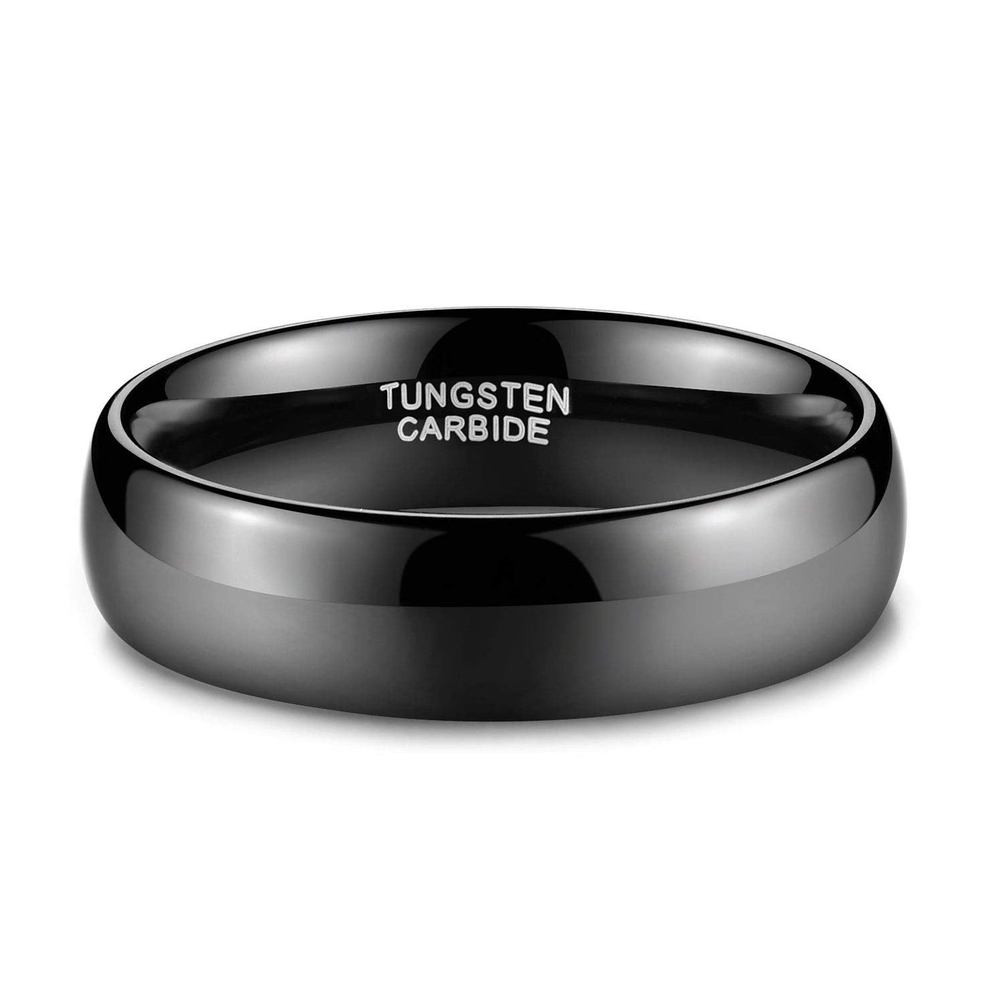 TRUMIUM 6mm Black Tungsten Ring for Men Women High Polished Comfort Fit Wedding Band Size 5