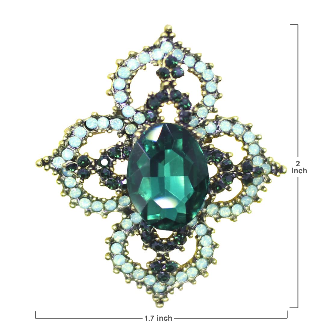 Green Flower Vintage Brooch Pins for Women Fashion
