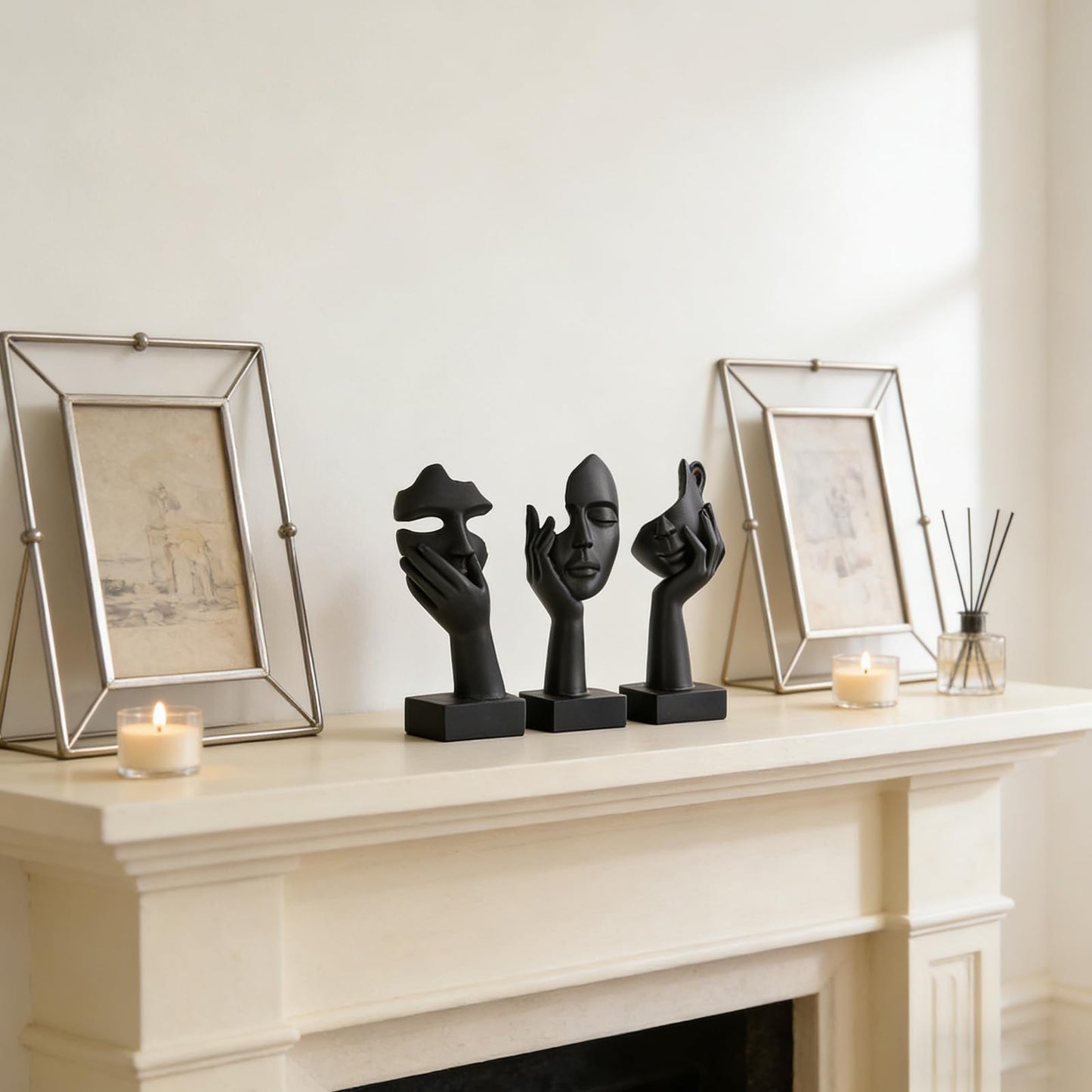 oliruim 3 Pcs Thinker Small Statue Set - Black Art Abstract Home Accent Figurines for Decor Bedroom, Shelves, Living Room Coffee Table, Office Desktop (3 Pcs Black, 6")