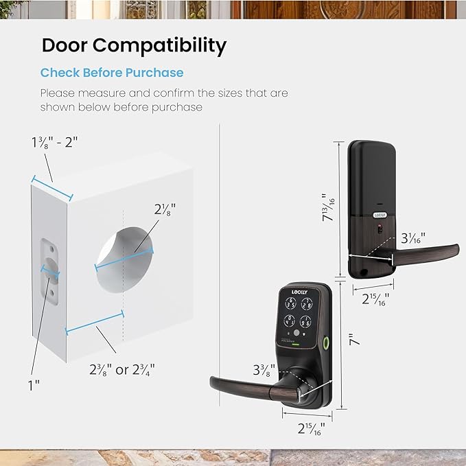 Lockly Secure Plus Bluetooth Smart Door Lock, Keyless Entry with PIN Genie® Digital Keypad, 3D Biometric Fingerprint Sensor Front Door Lock with Handle, Voice Control & Auto Lock - Latch Edition