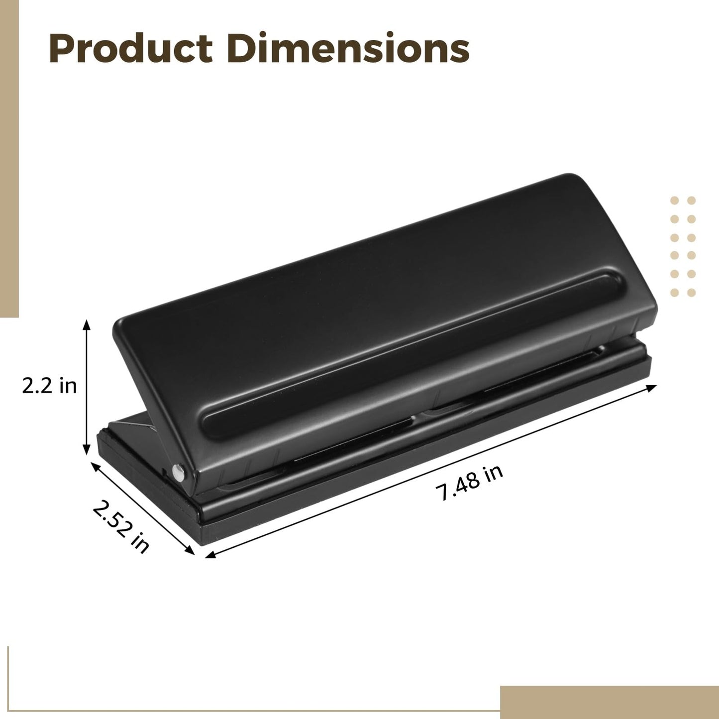 6-Hole Paper Puncher Black, Accommodates A4, A5, A6, A7, A8, B5, M5 Refills, with Adjustable Hole Spacing and Positioning Scale, Punches 6-7 Sheets for Planner, Loose Leaf, and Scrapbooking