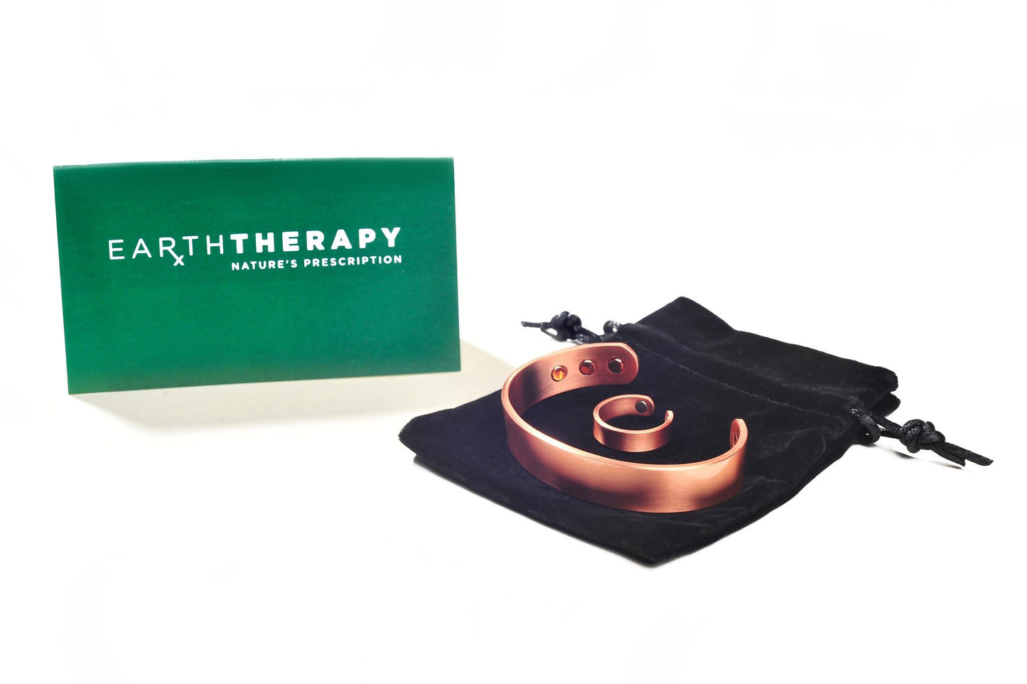 Earth Therapy, The Original Pure Copper Magnetic Ring and Bracelet Set for Joint Pain Relief - Slim Minimalist Style - Adjustable - For Men and Women