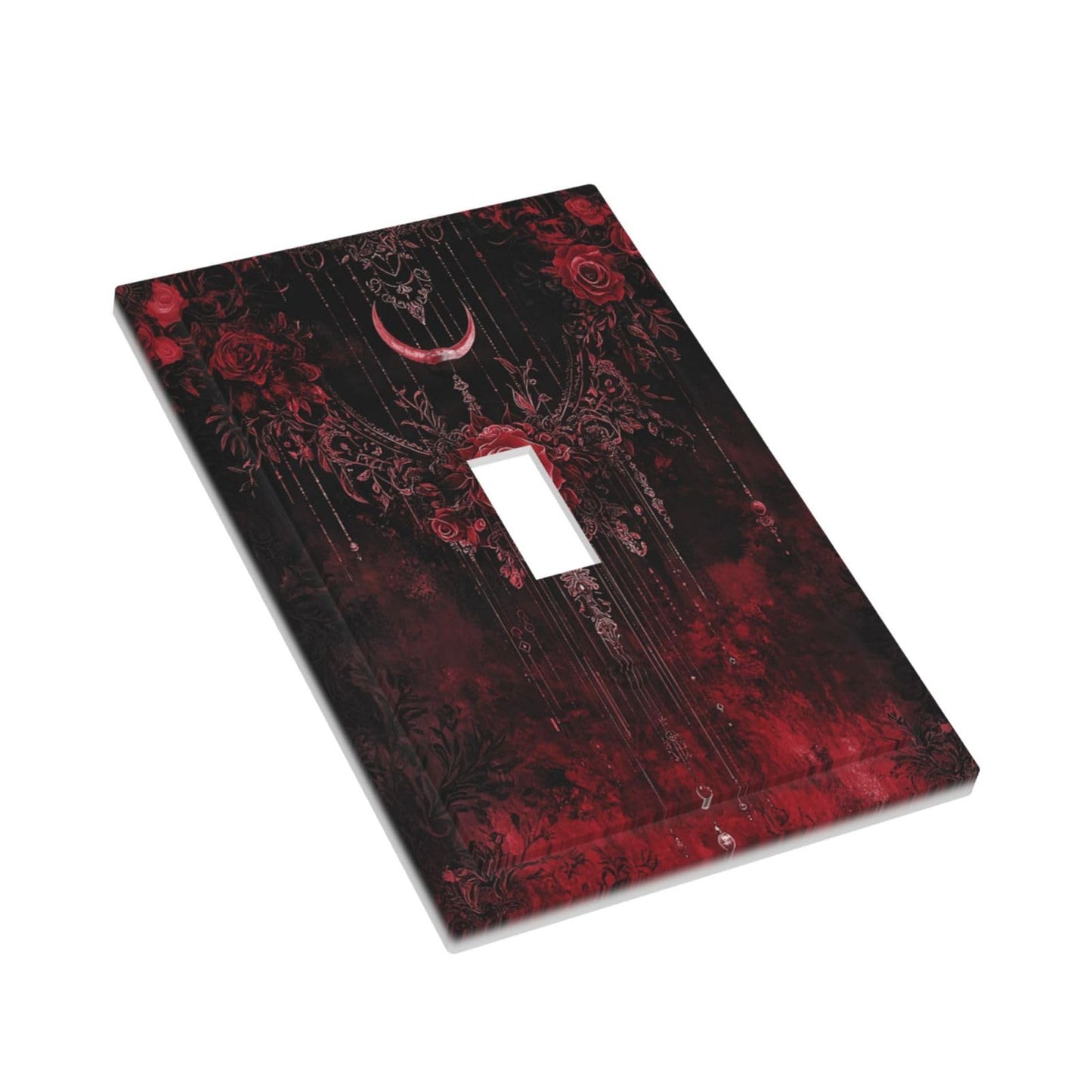 Annisrak Decorative Light Switch Cover Plate Gothic Red Rose Moon Dark Floral 1 Gang Single Toggle Wall Plate Electrical Outlet Covers Decorate Switch Plate Cover for living Room Home Decor