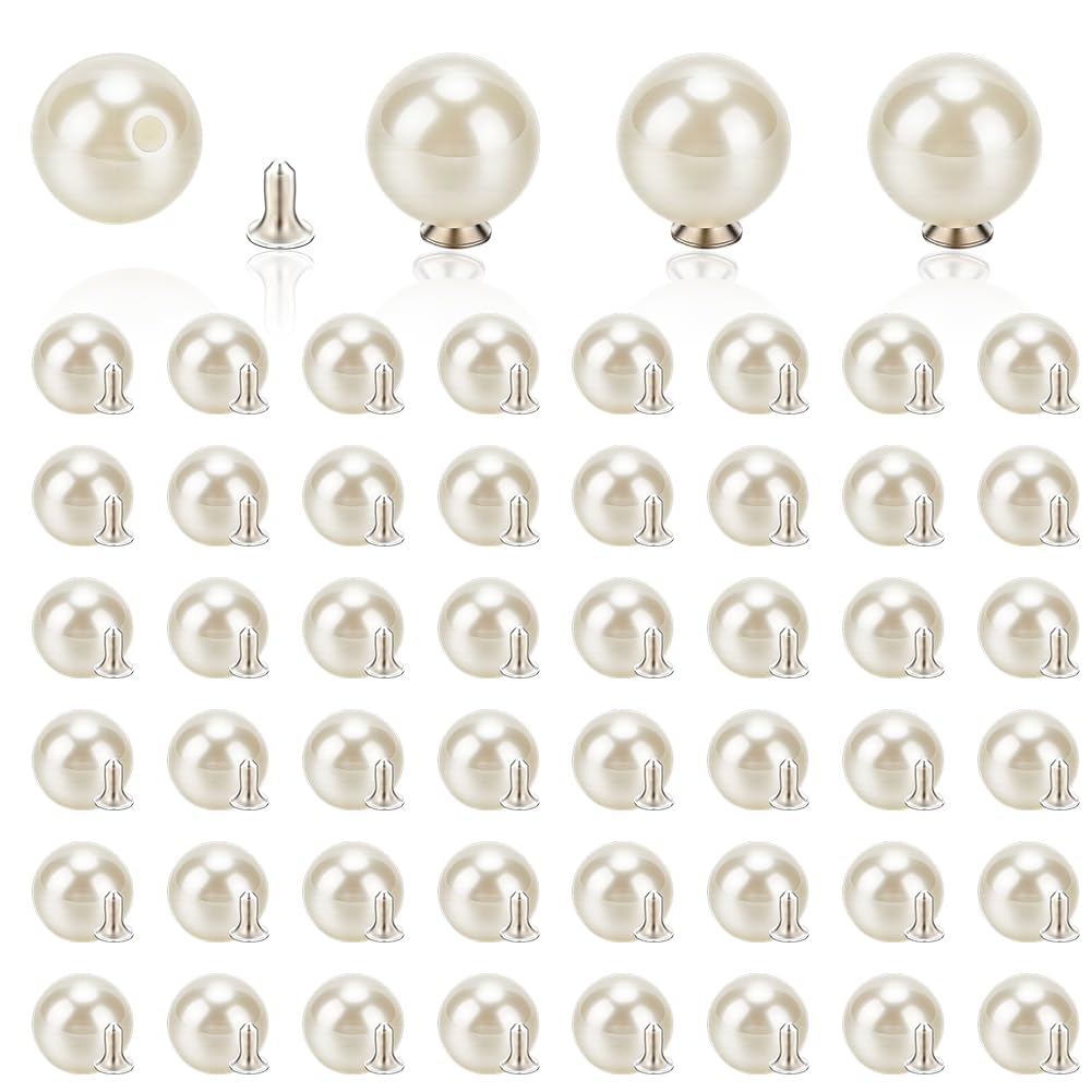 AHANDMAKER 150 Sets 10mm Pearl Buttons, No Sew White Imitation Pearl Buttons Reusable and Removable Embellishments Button for Coats Shirts Wedding Dresses Clothes Bags Decoration DIY Crafts