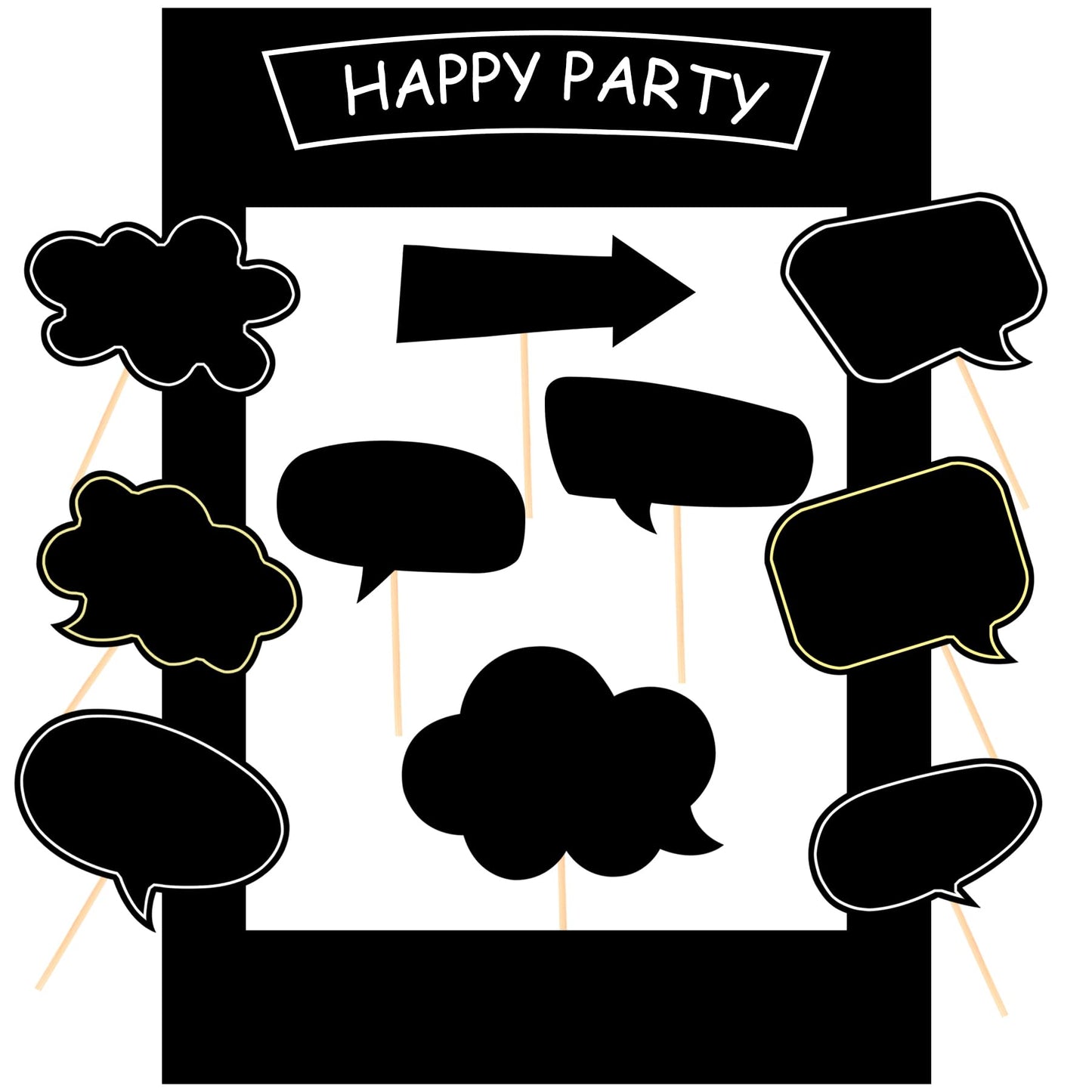 18pcs Blank Photo Booth Props Black Chalkboard Photo Booth Props Frame with Bubble DIY Photo Props for Birthday Wedding Party Supplies(Black)