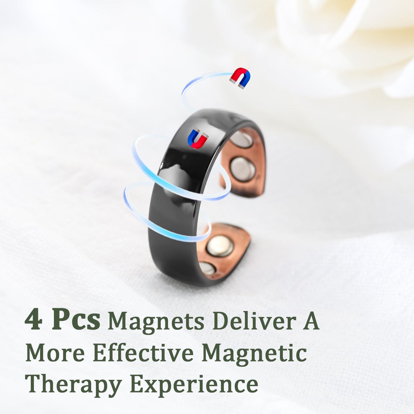 MagEnergy 2PCS Copper Rings for Men & Women, 99.9% Pure Copper Magnetic Adjustable Thumb Ring with Strong Magnet, Lymphatic Therapy Jewelry Gift with Present Box