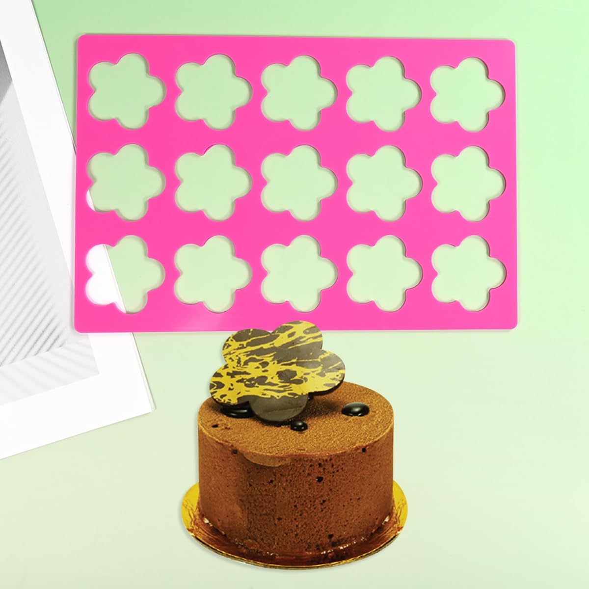 mostsom 3D Hollow Out Lace Mold Triangle Shape Chocolate Mold Silicone Mould Sugarcraft Cake Decorating Tool For DIY Dessert Decoration (C_ Flower)