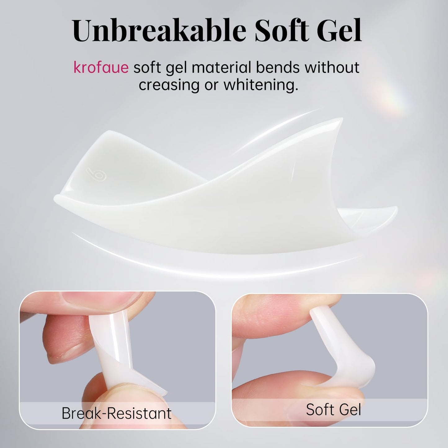 krofaue Nail Tips Lady French Style Acrylic Artificial Half Cover False Nail Tips with Box Ideal for Salons and Home DIY Manicure,10 Sizes,1000PCS (Natural and Clear)