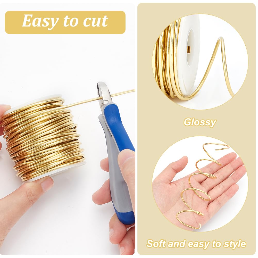 BENECREAT 12 Gauge Soft Brass Wire - 65 Feet Per Roll - Solid Bare Spool - Craft Bead Wire for Jewelry Making