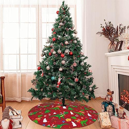Cute Christmas Dinosaur Christmas Tree Skirt 36 Inches Animal Tree Skirt Xmas Tree Mat Holiday Party Supplies Christmas Tree Decorations