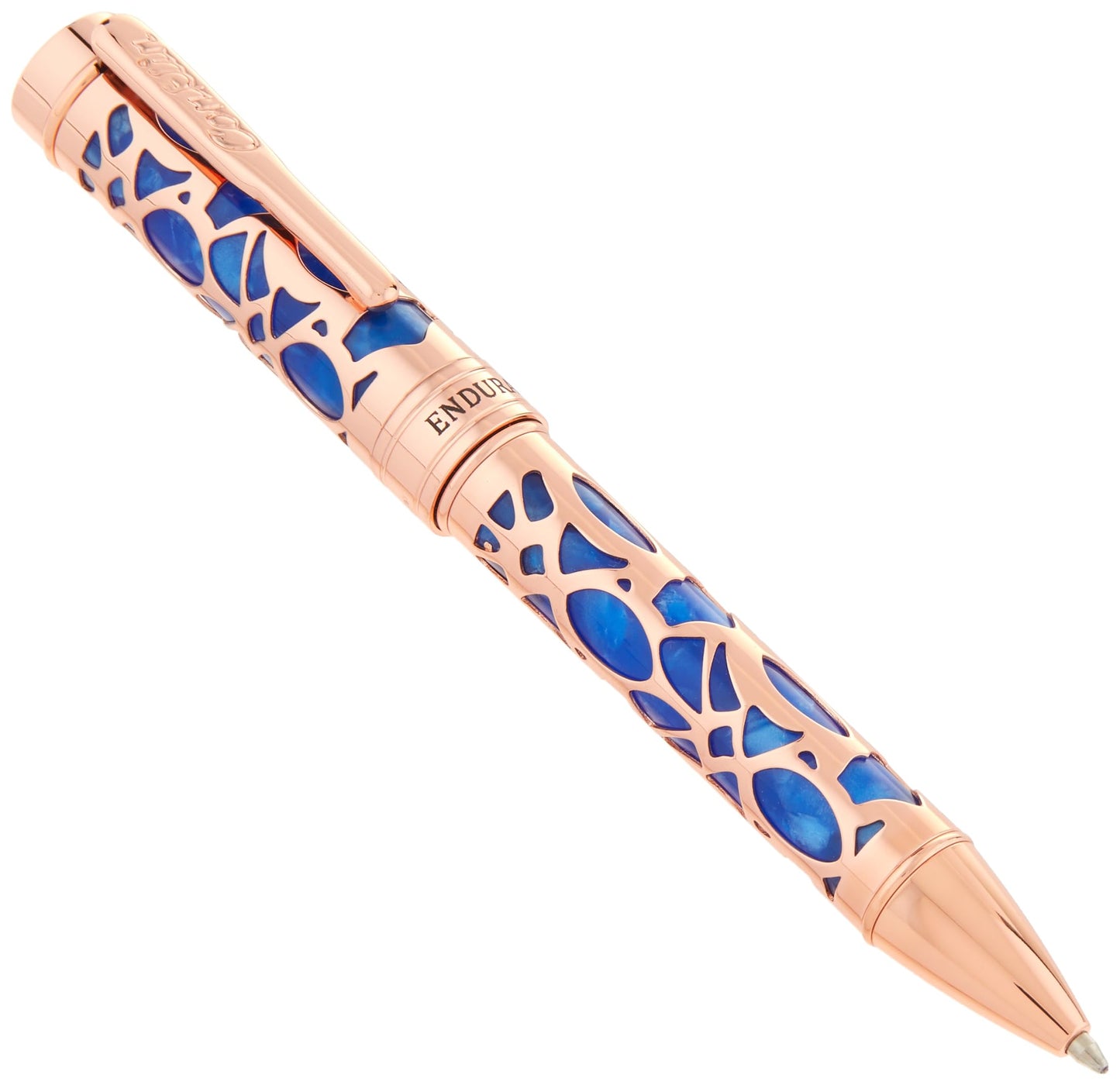 Conklin Endura Deco Crest Ballpoint Pen in Blue with Rose Gold Accents – Elegant Writing Instrument by Conklin Pen Company