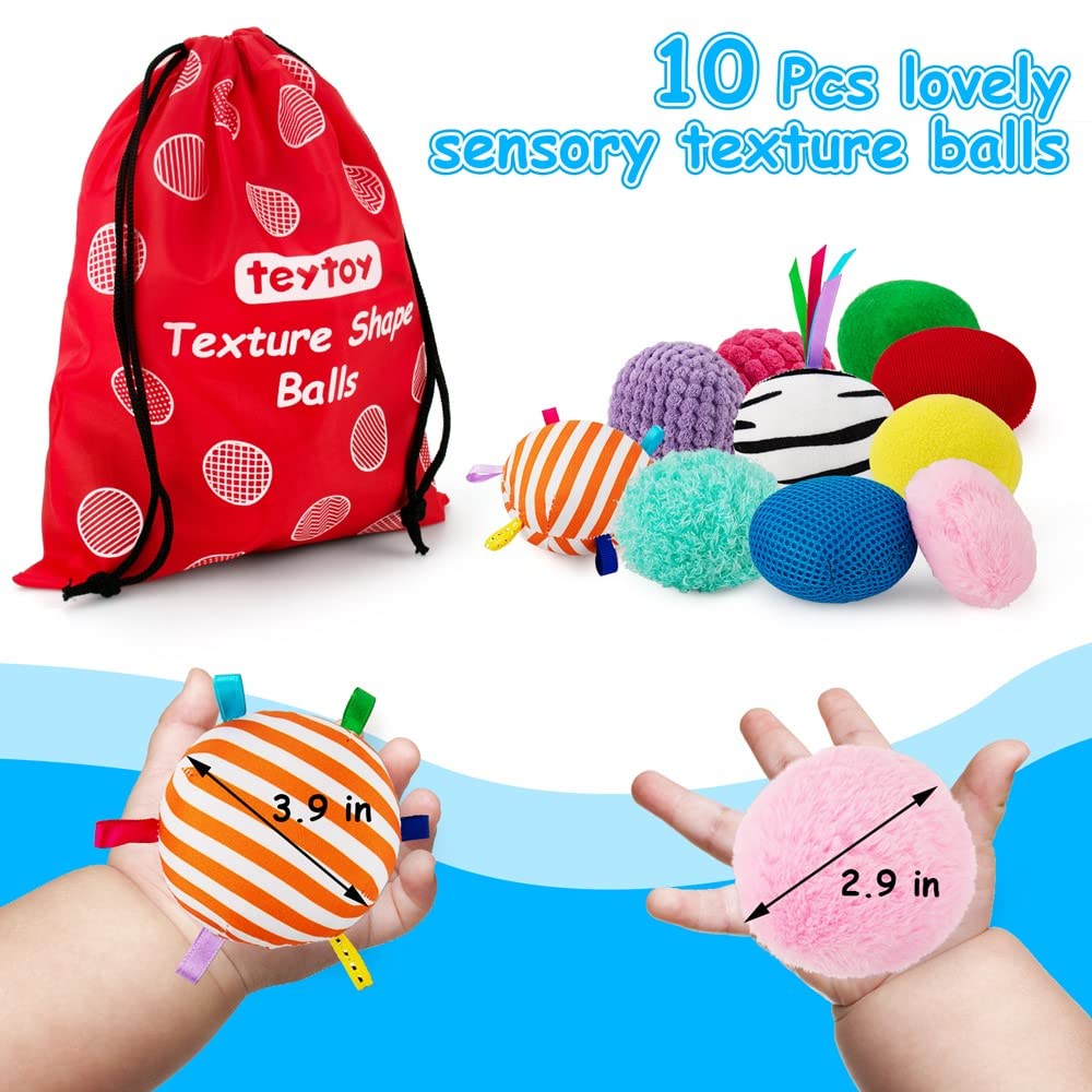 Baby Sensory Texture Ball Toy Set,10Pcs Montessori Toys for Babies 6-12 Months,Develop Fine Motor & Sensory Play for Newborns’ Early Learning,Fidget Stress Toys for Autism/Anxiety Relief.