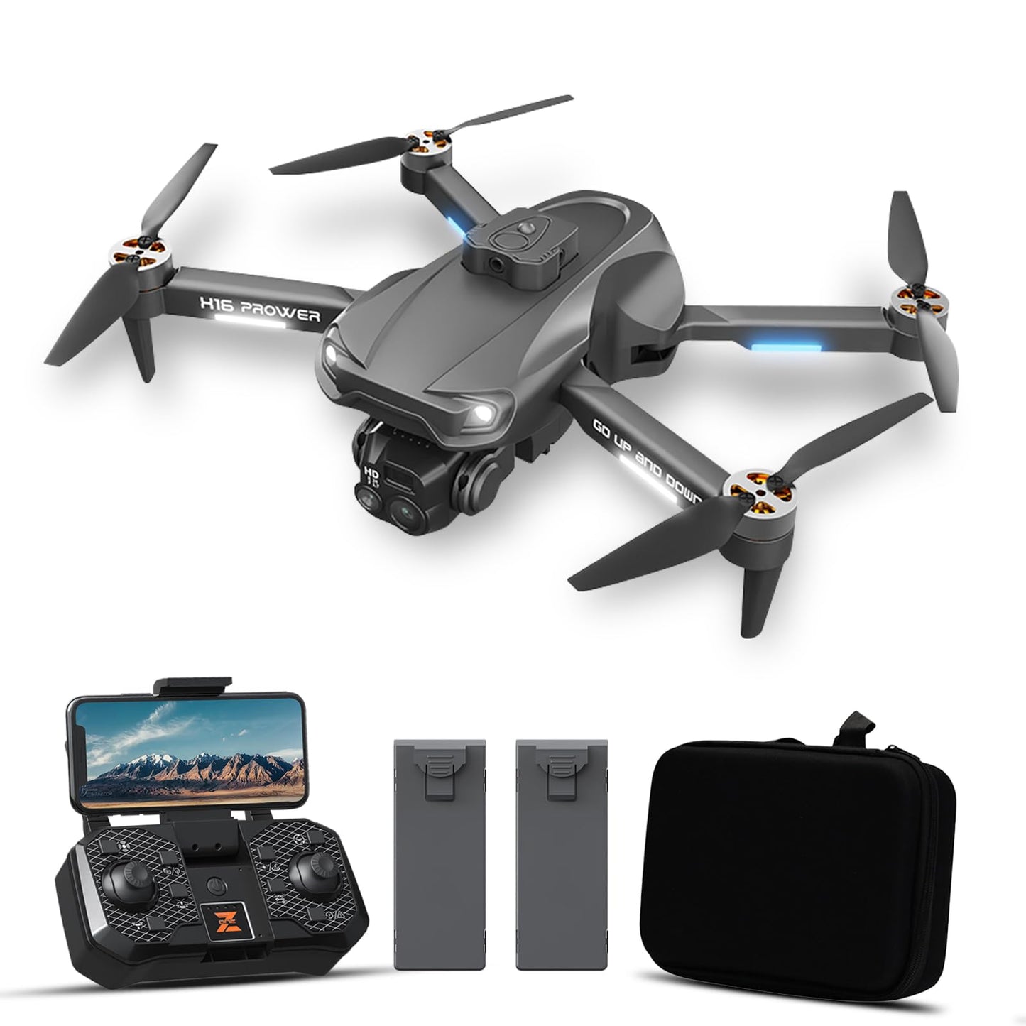 Camera Drone, TODAMU Drone with Camera for Adults&Beginners, Brushless FPV Mini Drone Easy to Fly, Obstacle Avoidance, Stable Hover, Gesture Selfie, Foldable Hover RC Quadcopter with 2 Batteries, Headless Mode
