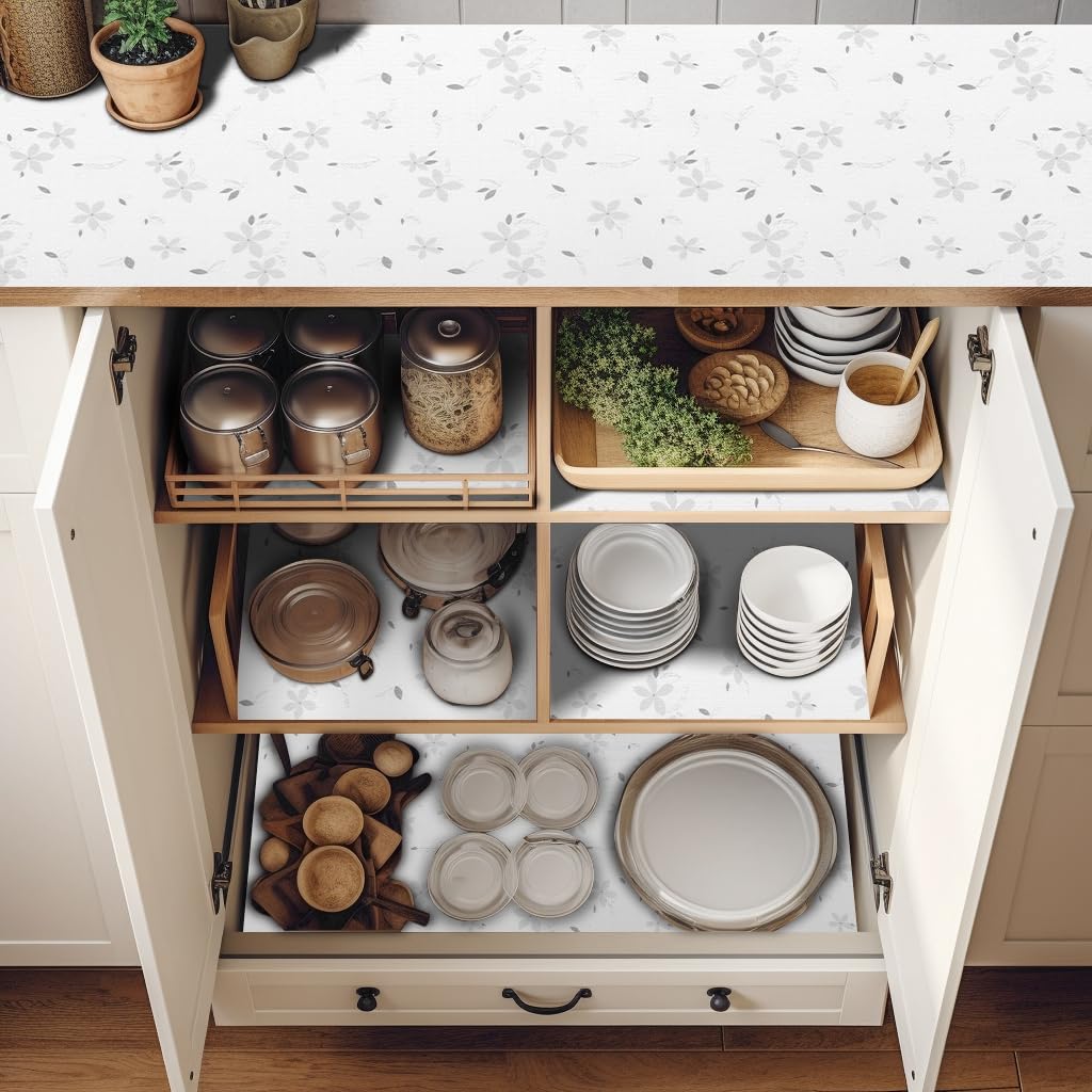 12 Inch x 240 Inch Floral Drawer and Shelf Liner for Cabinets (2 Count)