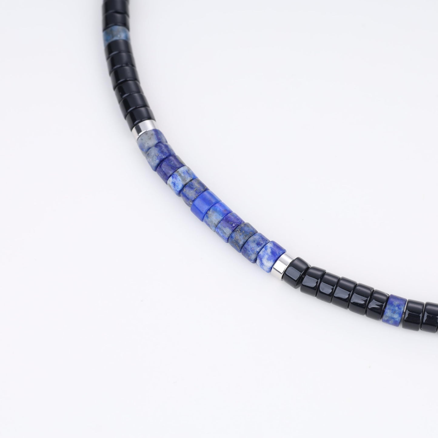COAI Onyx Lapis Lazuli Bracelet for Men, Heishi Beads Natural Gemstone Bracelet for Men