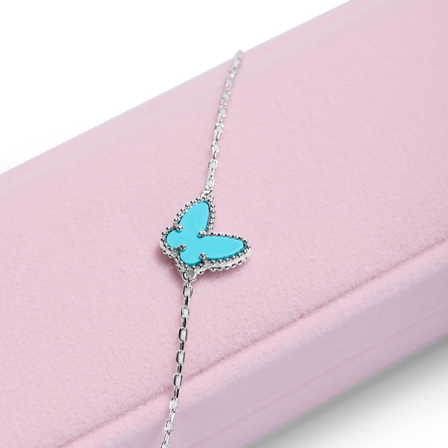 Oirlv Pink Velvet Bracelet Gift Box Long Chain/Necklace Storage Box Jewelry Storage