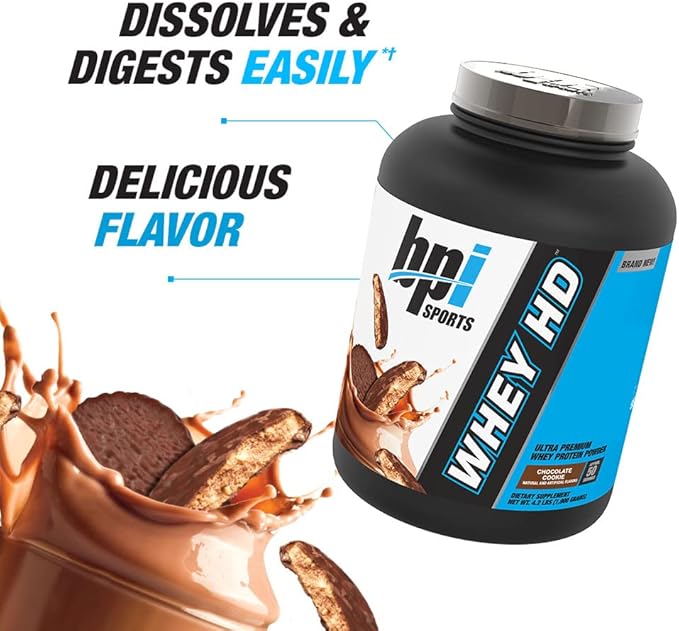 BPI Sports Whey HD Ultra Premium Protein Powder Isolate | Workout Whey Protein Powder For Men & Women for Muscle Gain | Milk Protein Concentrates | Chocolate Cookie/ Vanilla Caramel, 4.07 Pound