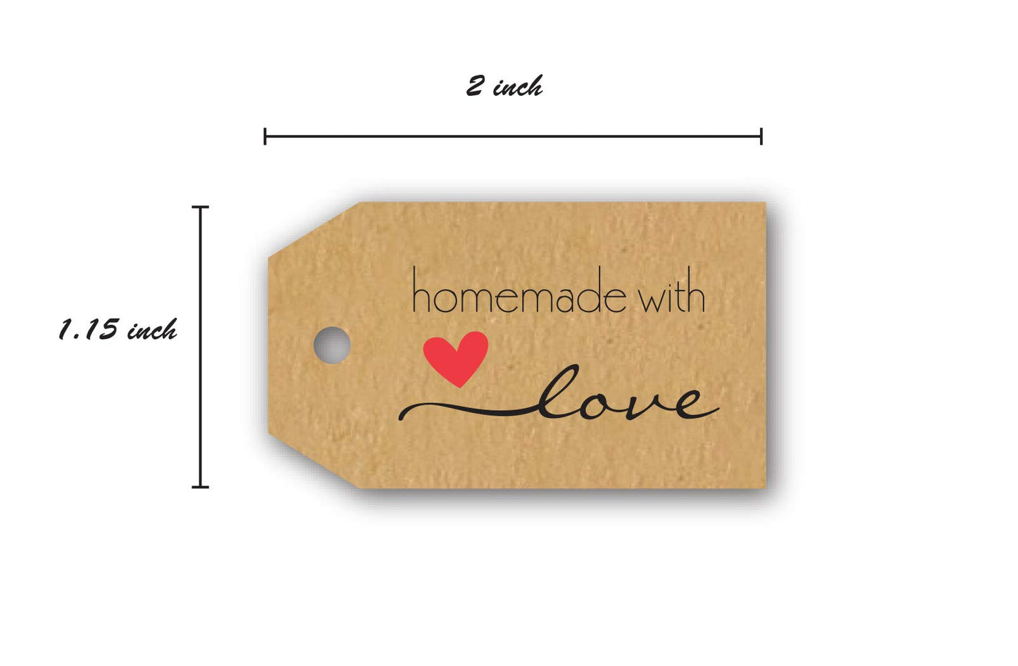1.15" x 2" Natural Brown Kraft Homemade with Love Gift Tag Stickers / 500 Present Labels/Small Business Decals