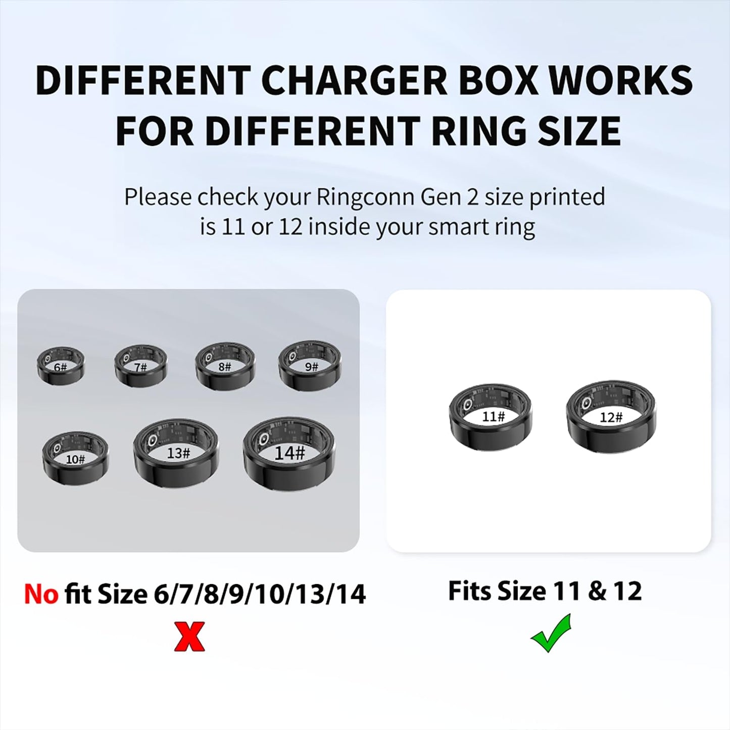 Charging Case Compatible with RingConn Gen 2 Ring Charger Small Portable Travel Charging Dock Box for RingConn Gen 2 Smart Ring Size 11 12
