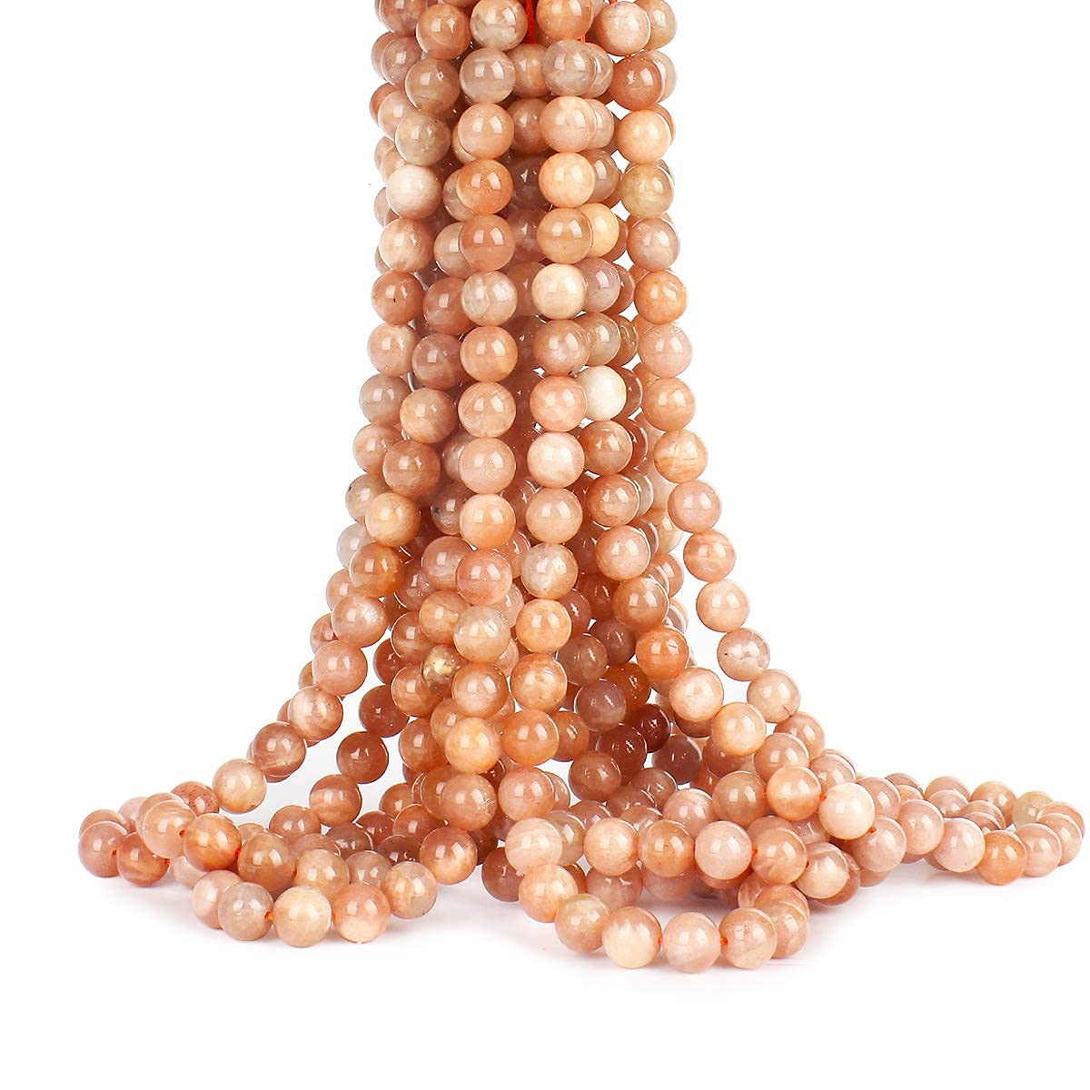 70PCS Natural 8MM Healing Gemstone, Sunstone Energy Stone Round Loose Beads, Semi-Precious Crystal Beads with Free Elastic String for Jewelry Making DIY