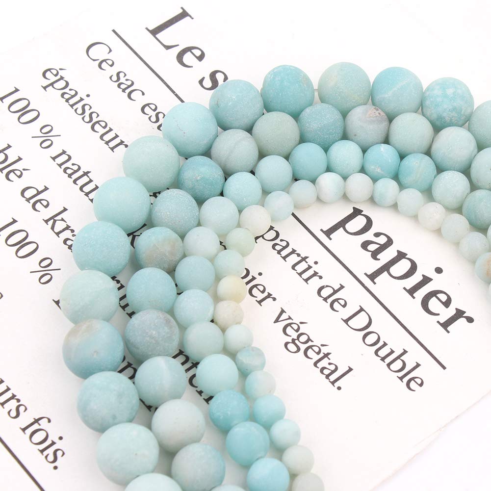 Song Xi Frosted Amazon Stone Beads 6mm Natural Stone Beads for Jewelry Making Gemstone Beads