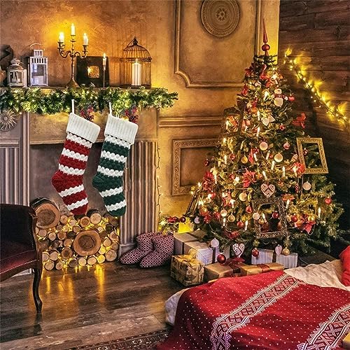 Christmas Stocking Knitting Socks Bag Hanging Christmas Tree Ornaments Christmas Decorations for 2023 New Year