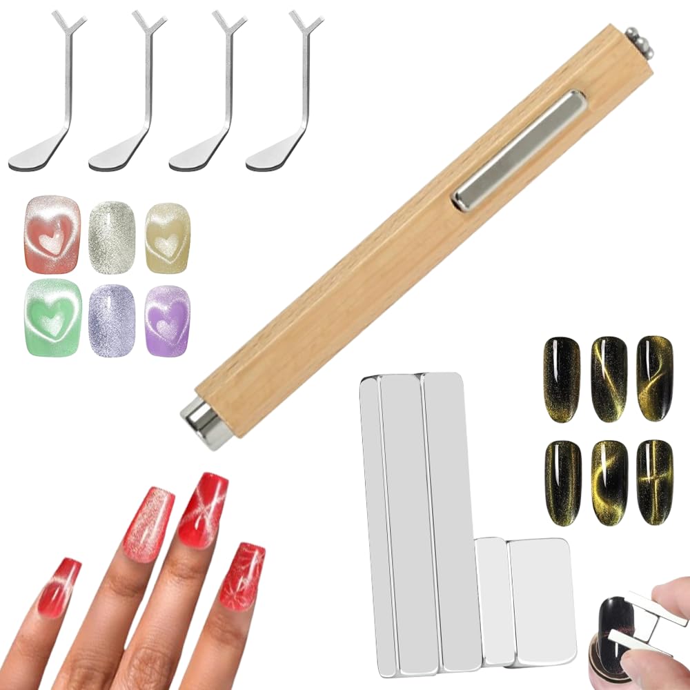 vnjaoi 9 Pieces Cat Eye Nail Magnet for Nails Magnetic Gel Polish Cat Eye Nail Polish Magnet Stick Nails Design Tools for DIY Home, Salon, Studio
