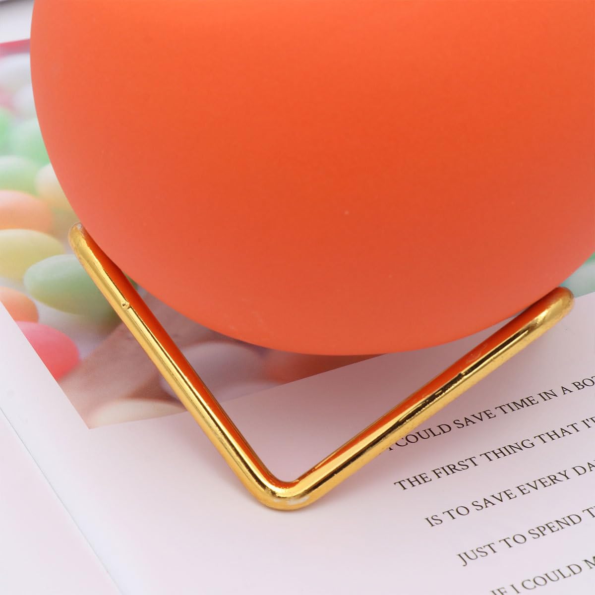 EXCEART Round Orange Ceramic Flower Pot with Electroplated Iron Rack 3.9 X 4.1 X 3.9 Inch Indoor Planter for Succulents and Home Decor