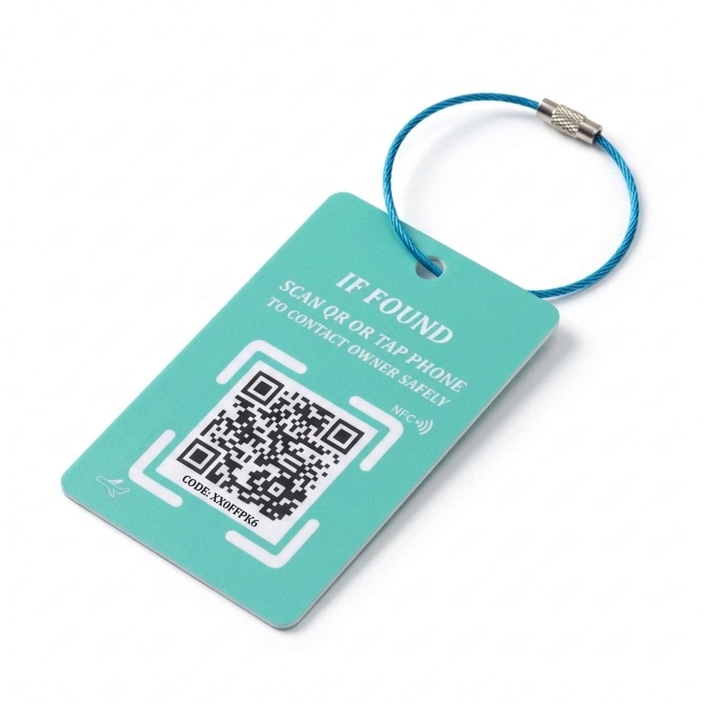 Luggage Tag with NFC & QR Code - Find My Bag Tracker, No App Needed, Scan QR or Tap NFC to Contact Owner, Real-Time Location Alert Upon Scan to Email, One-Time Purchase No Subscription - Teal 2pcs