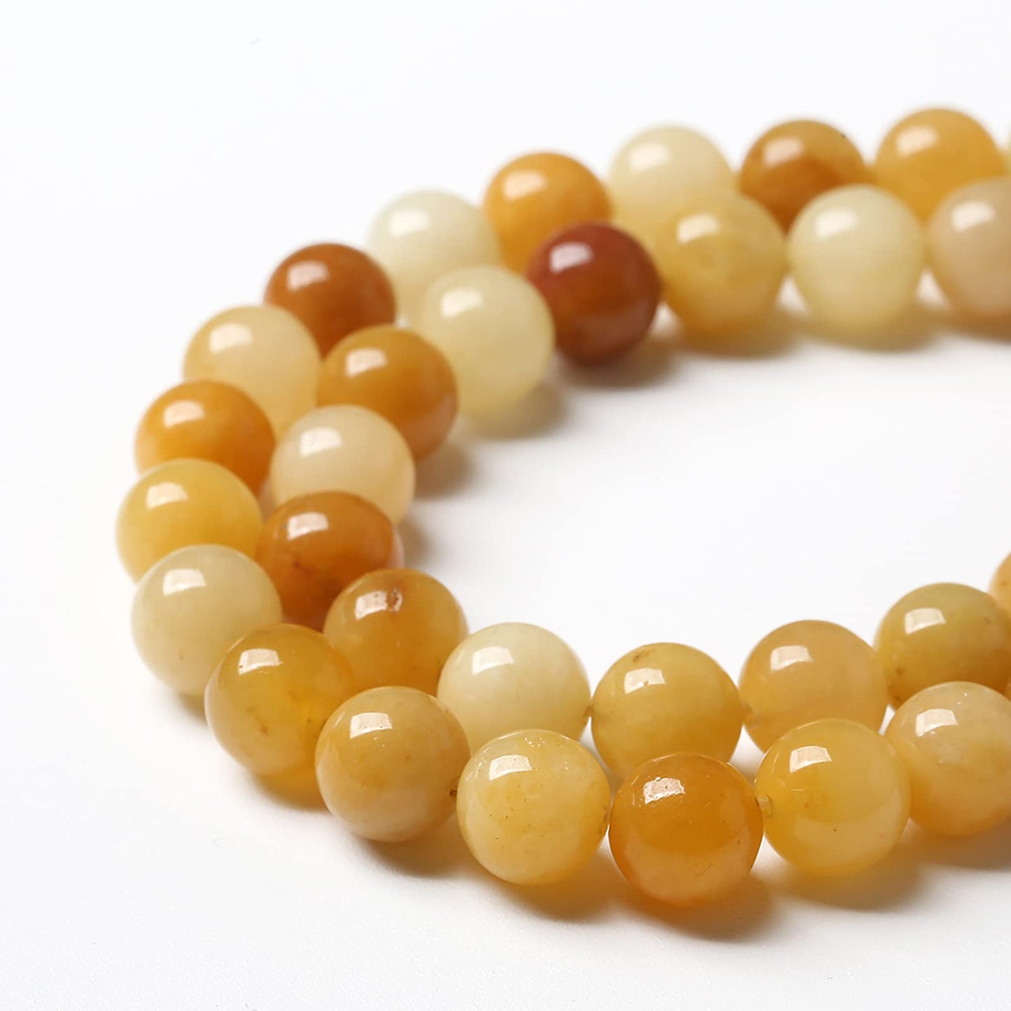 90PCS 8mm 45pcs Natural Yellow Aventurine Jade Beads Round Loose Beads Energy Crystal Healing Power Gemstone for Jewelry Making DIY Bracelet 32" 2 Strands