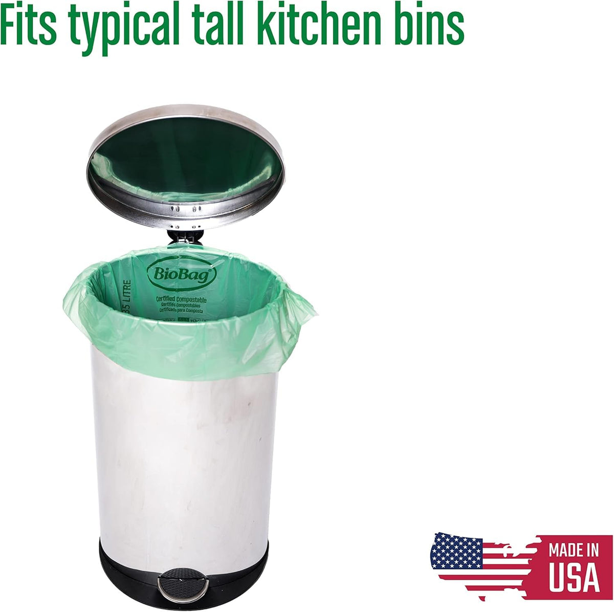 13 Gallon Tall Compostable Thick Trash Bags by BioBag (30 Count)