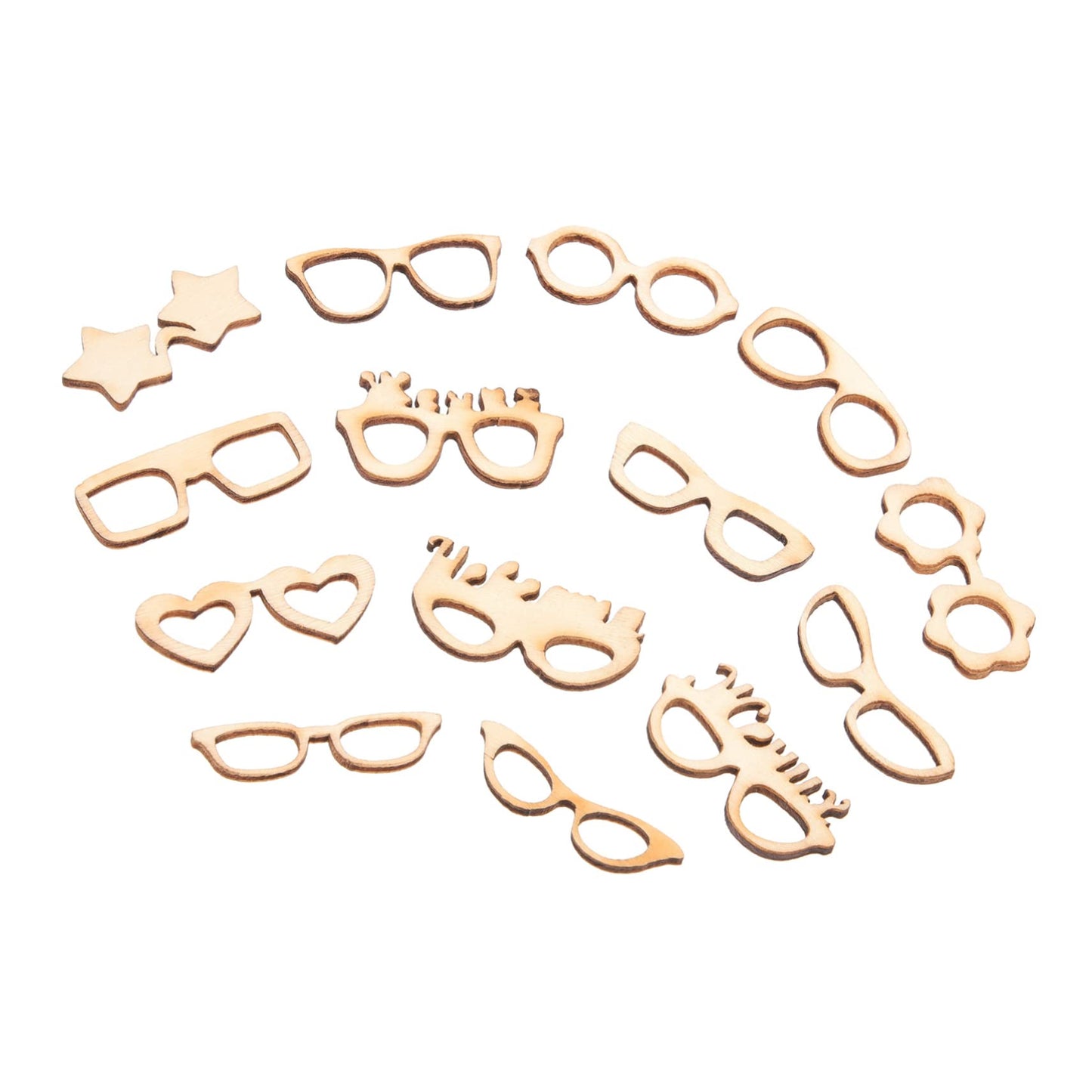 COHEALI 51Pcs Unfinished Wooden Glasses Cutouts DIY Craft Shapes Lightweight Smooth Wood Slices for Kids Painting and Creative Projects