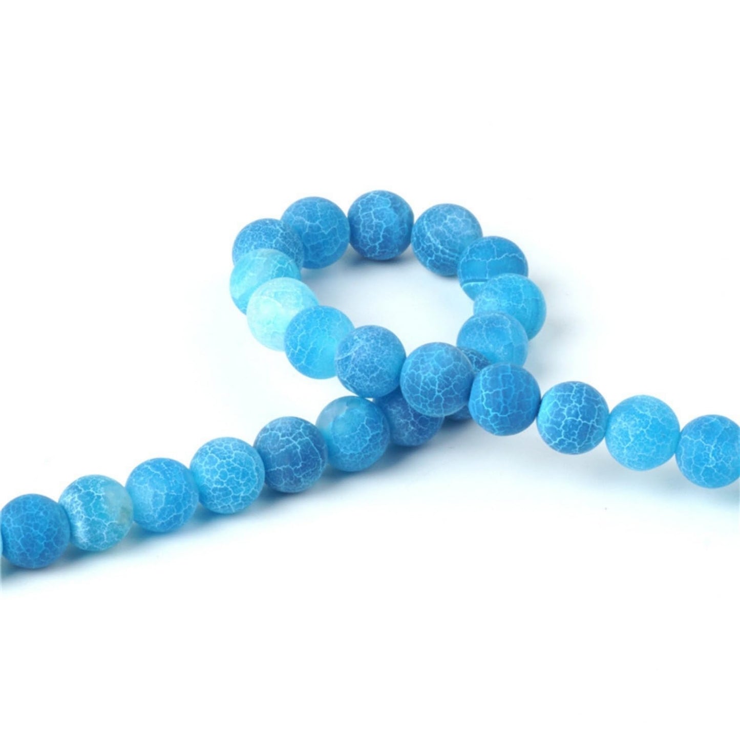100Pcs Natural Stone 6mm Blue Frosted Spider Net Agate Round Loose Gemstone Energy Healing Beads Hole Size 1mm DIY Smooth Beads for Bracelet Necklace Jewelry Making