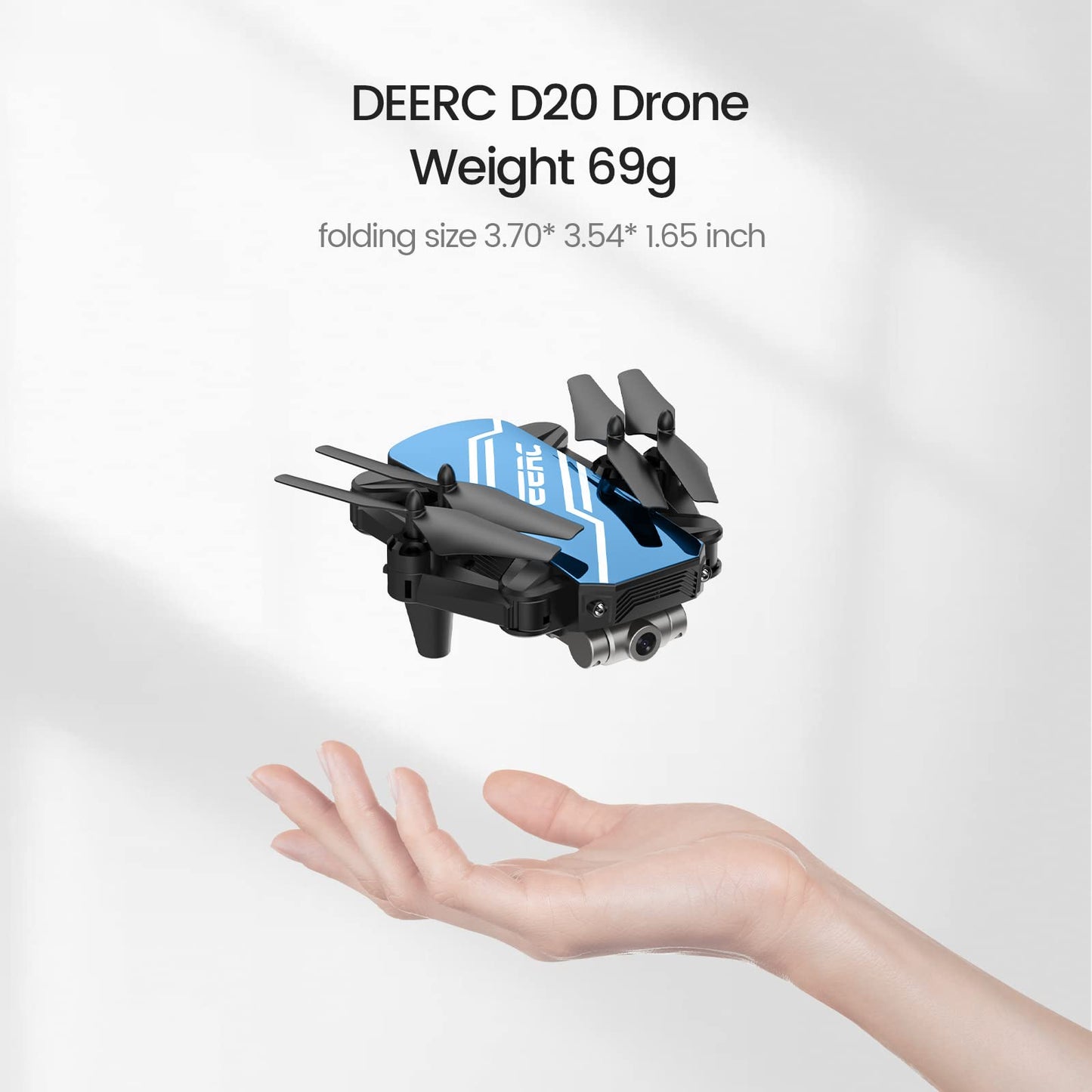 DEERC D20 Mini Drone for Kids with 720P HD FPV Camera Remote Control Toys Gifts for Boys Girls with Altitude Hold, Headless Mode, One Key Start Speed Adjustment, 3D Flips 2 Batteries, Blue